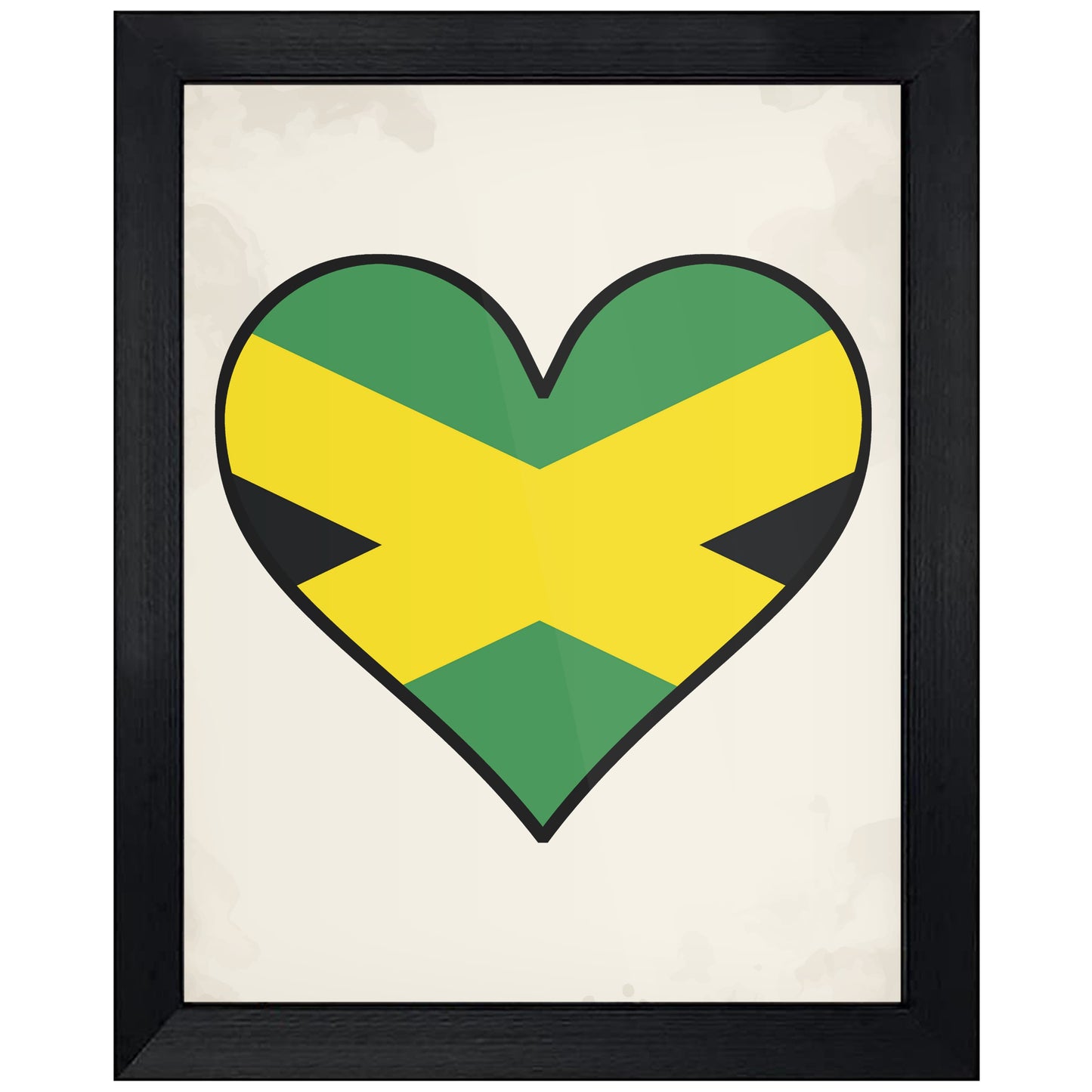 Jamaican Flag Heart Flag of Jamaica 8"x10" Wall Art Print