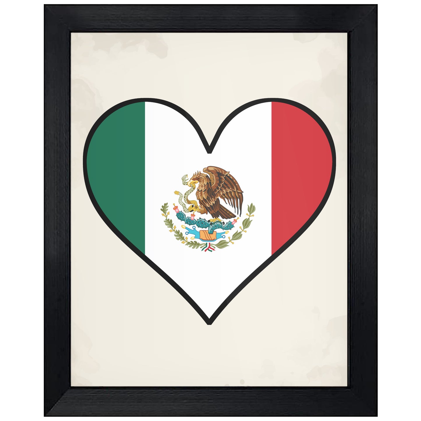 Mexican Flag Heart Flag of Mexico 8"x10" Wall Art Print