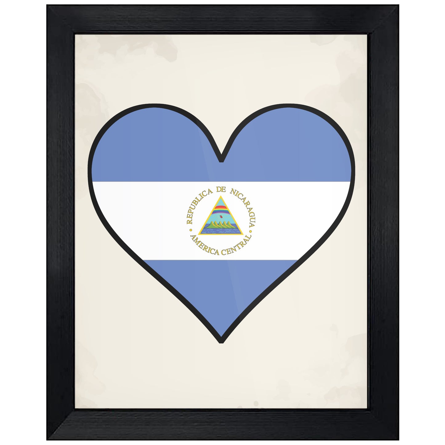 Nicaraguan Flag Heart Flag of Nicaragua 8"x10" Wall Art Print