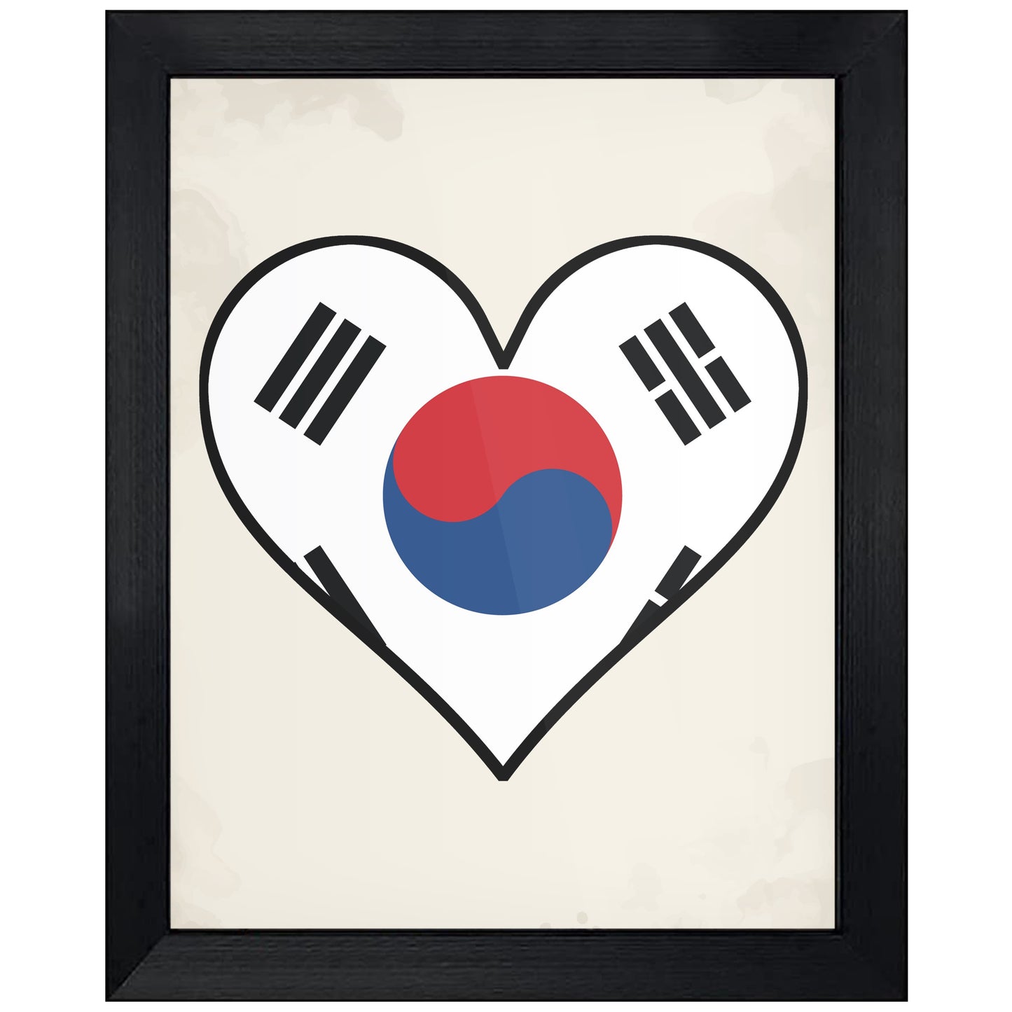 Korean Flag Heart Flag of South Korea 8"x10" Wall Art Print
