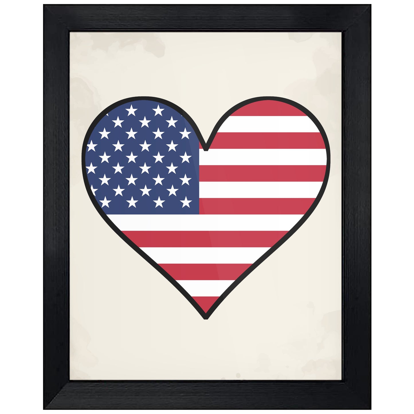 American Flag Heart Flag of United States 8"x10" Wall Art Print