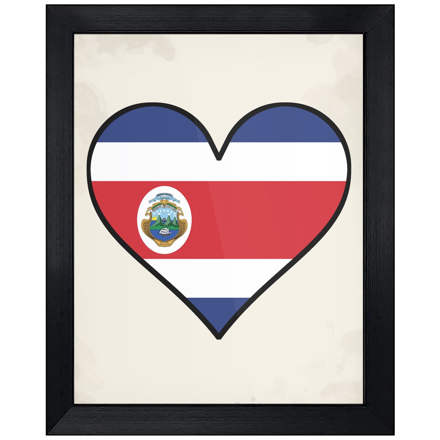 Costa Rican Flag Heart Flag of Costa Rica 8"x10" Wall Art Print