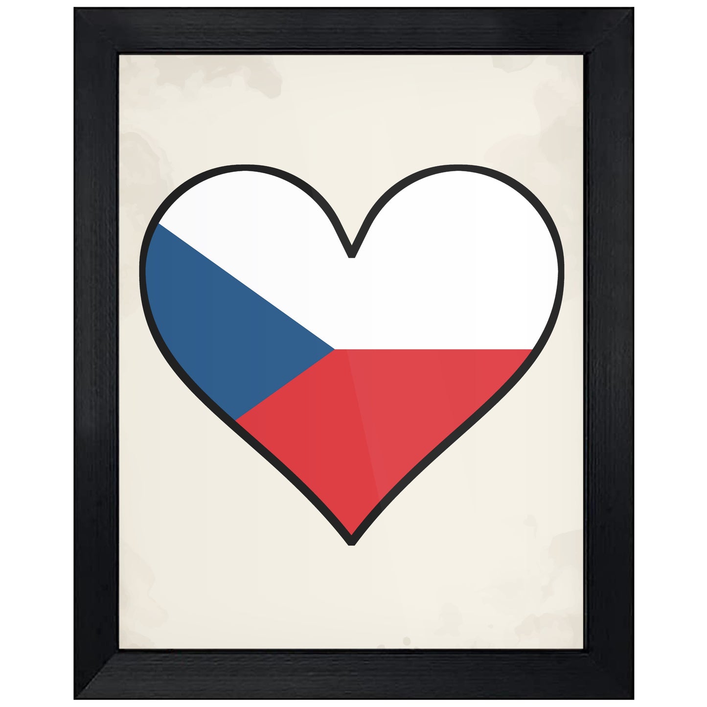 Czech Flag Heart Flag of Czech Republic 8"x10" Wall Art Print