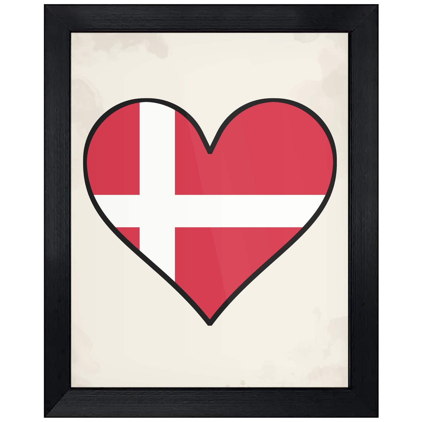 Danish Flag Heart Flag of Denmark 8"x10" Wall Art Print