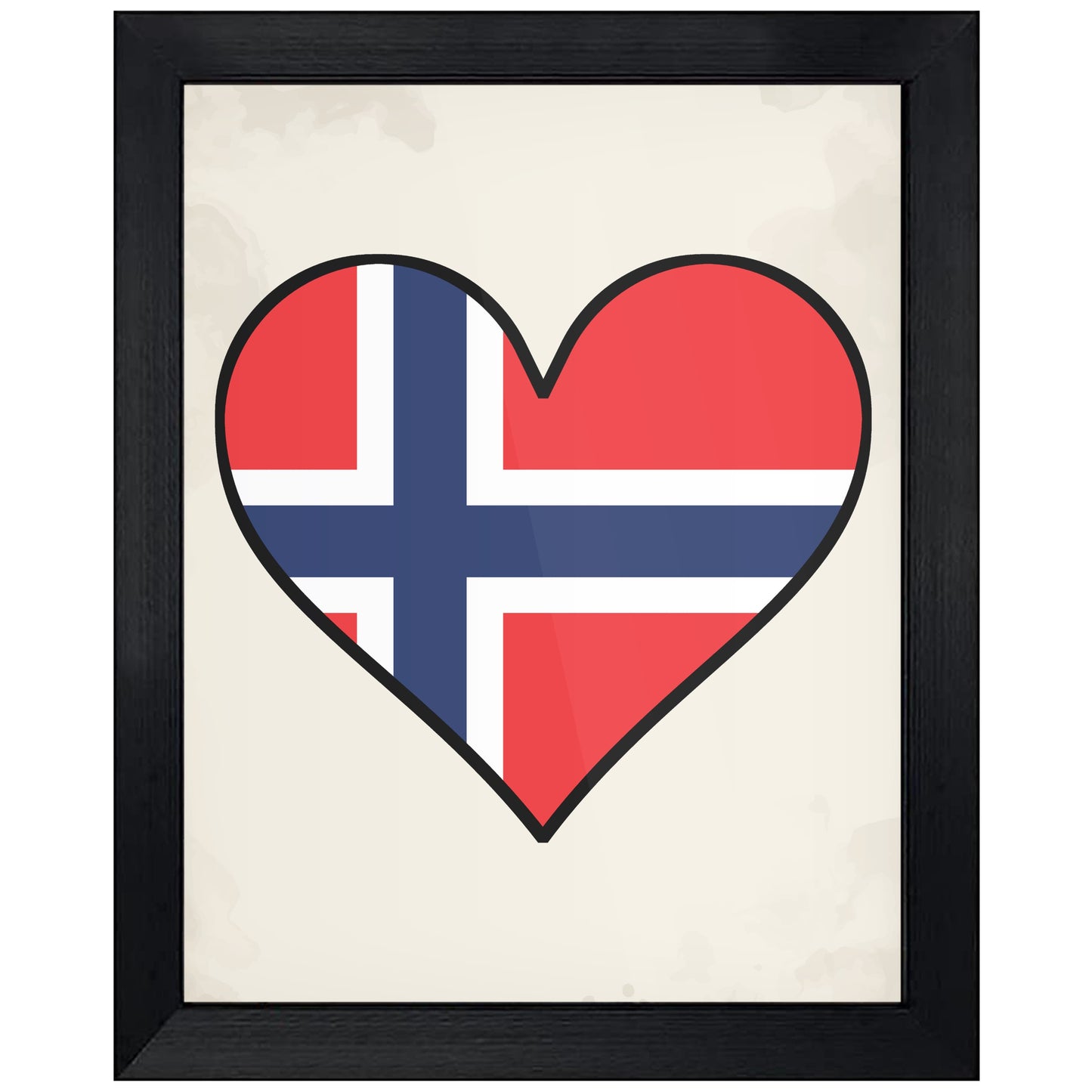 Norwegian Flag Heart Flag of Norway 8"x10" Wall Art Print