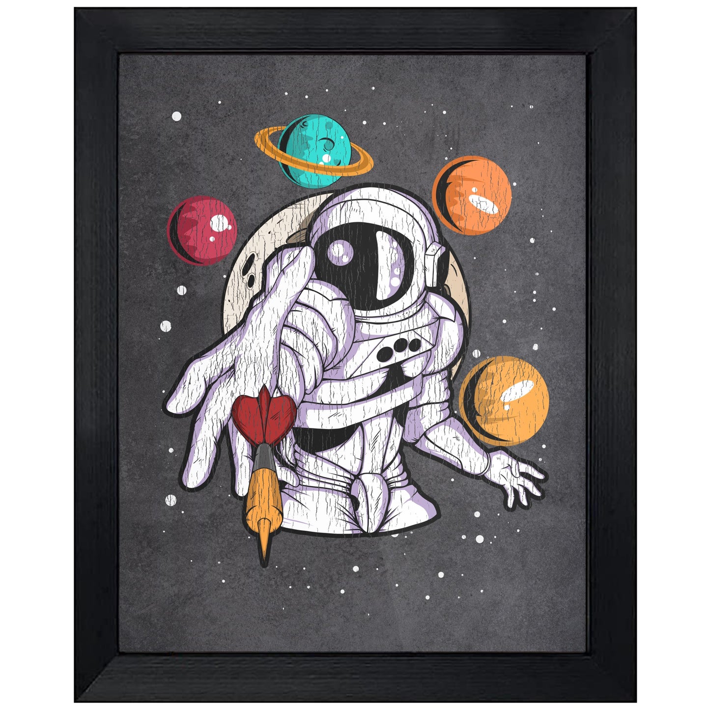 Darts Astronaut Outer Space Spaceman Distressed 8"x10" Wall Art Print