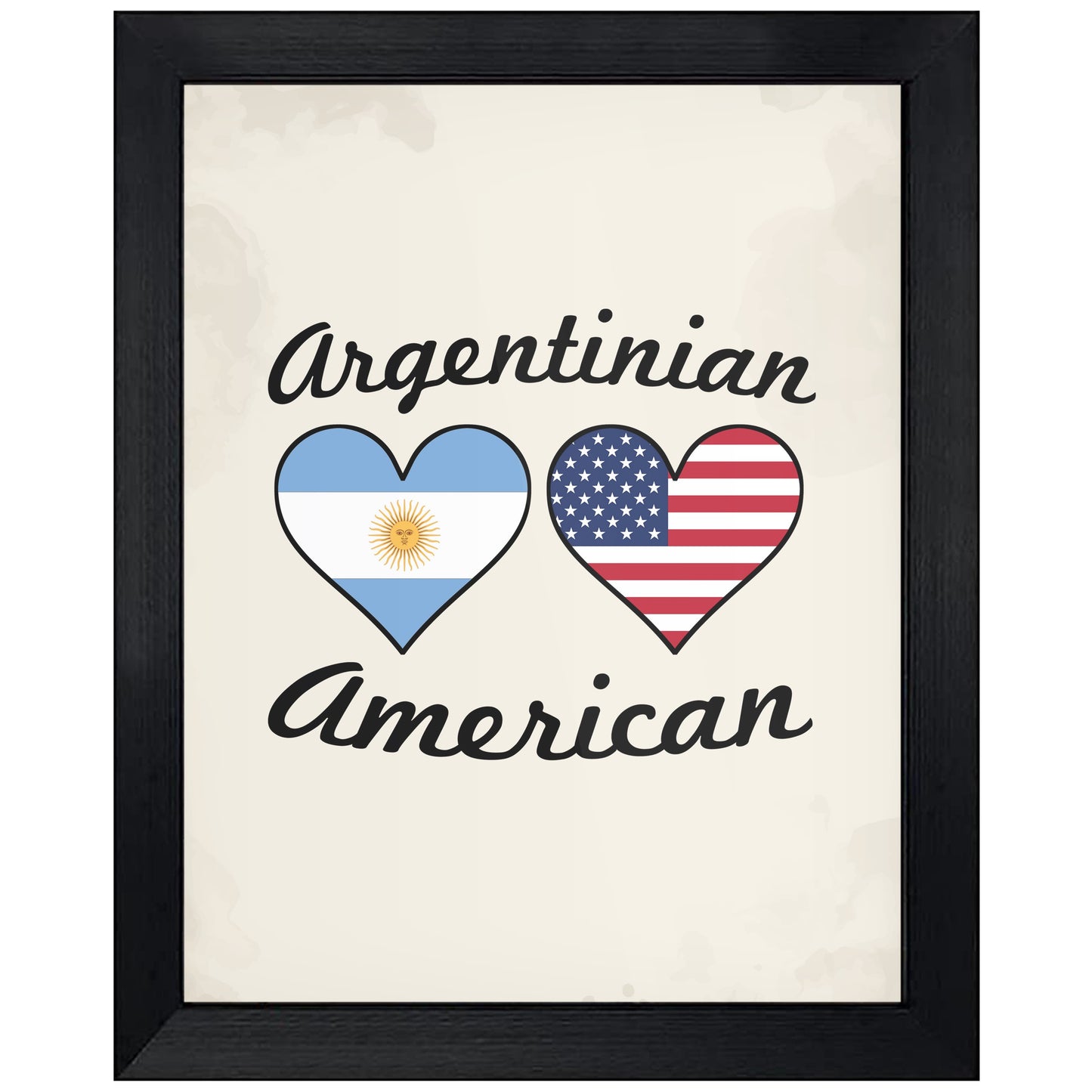 Argentinian American Flag Hearts 8"x10" Wall Art Print