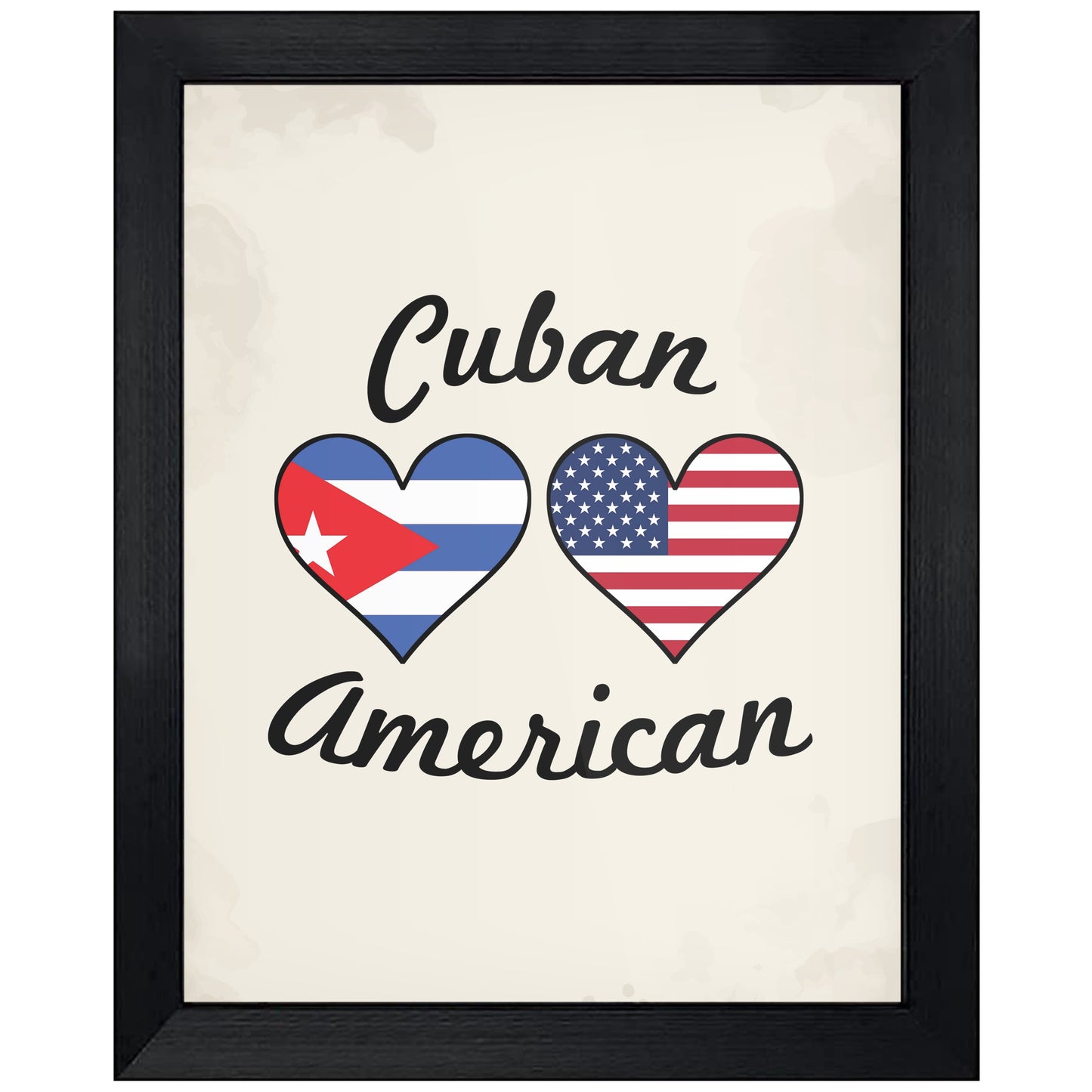 Cuban American Flag Hearts 8"x10" Wall Art Print