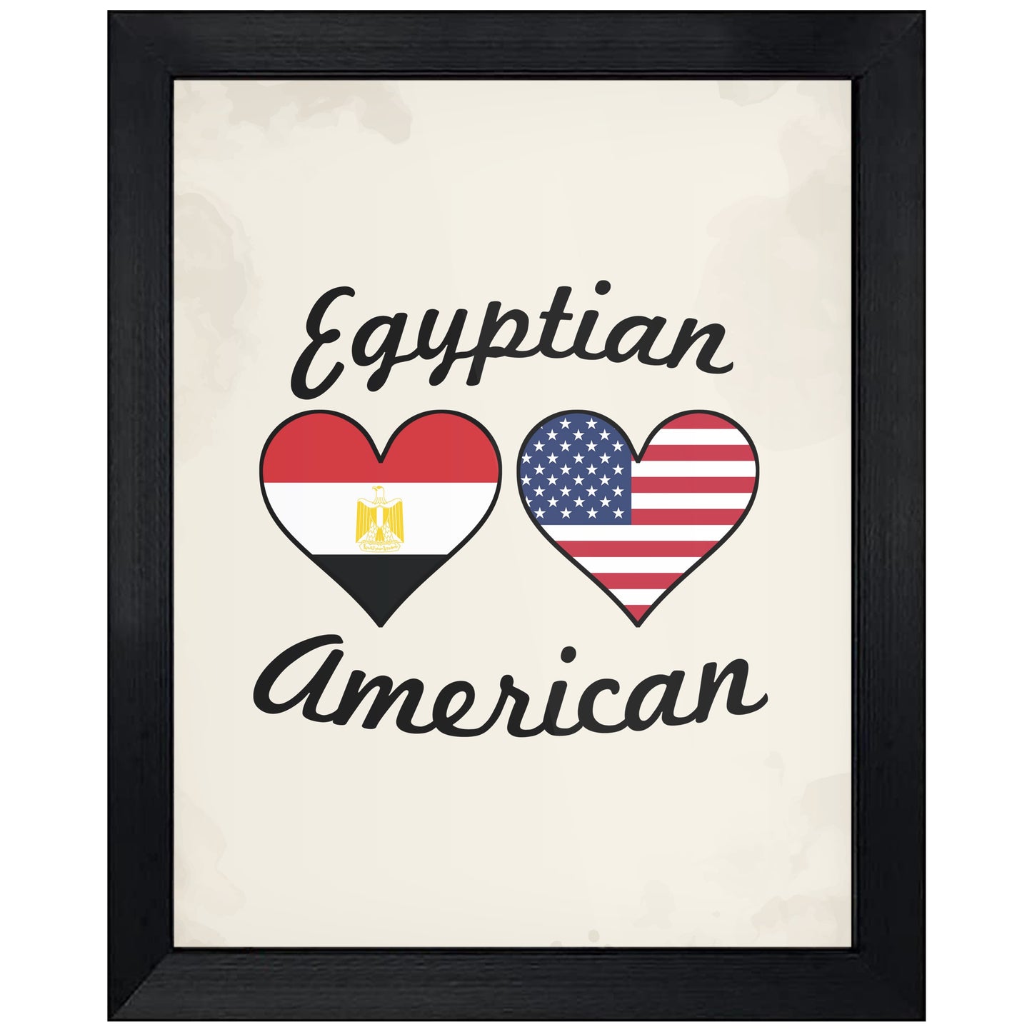 Egyptian American Flag Hearts 8"x10" Wall Art Print