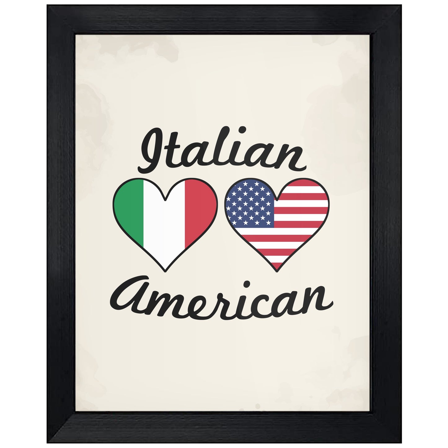 Italian American Flag Hearts 8"x10" Wall Art Print