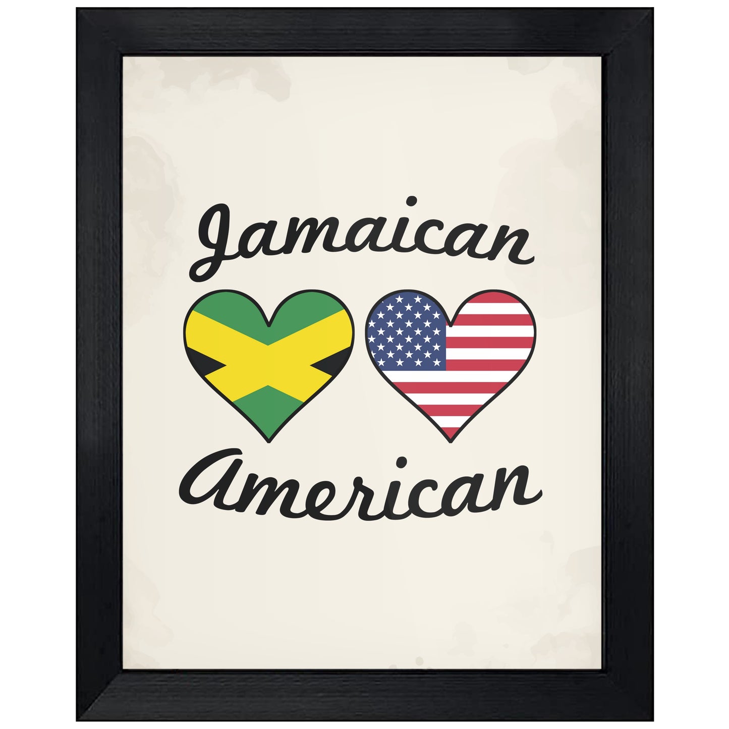 Jamaican American Flag Hearts 8"x10" Wall Art Print