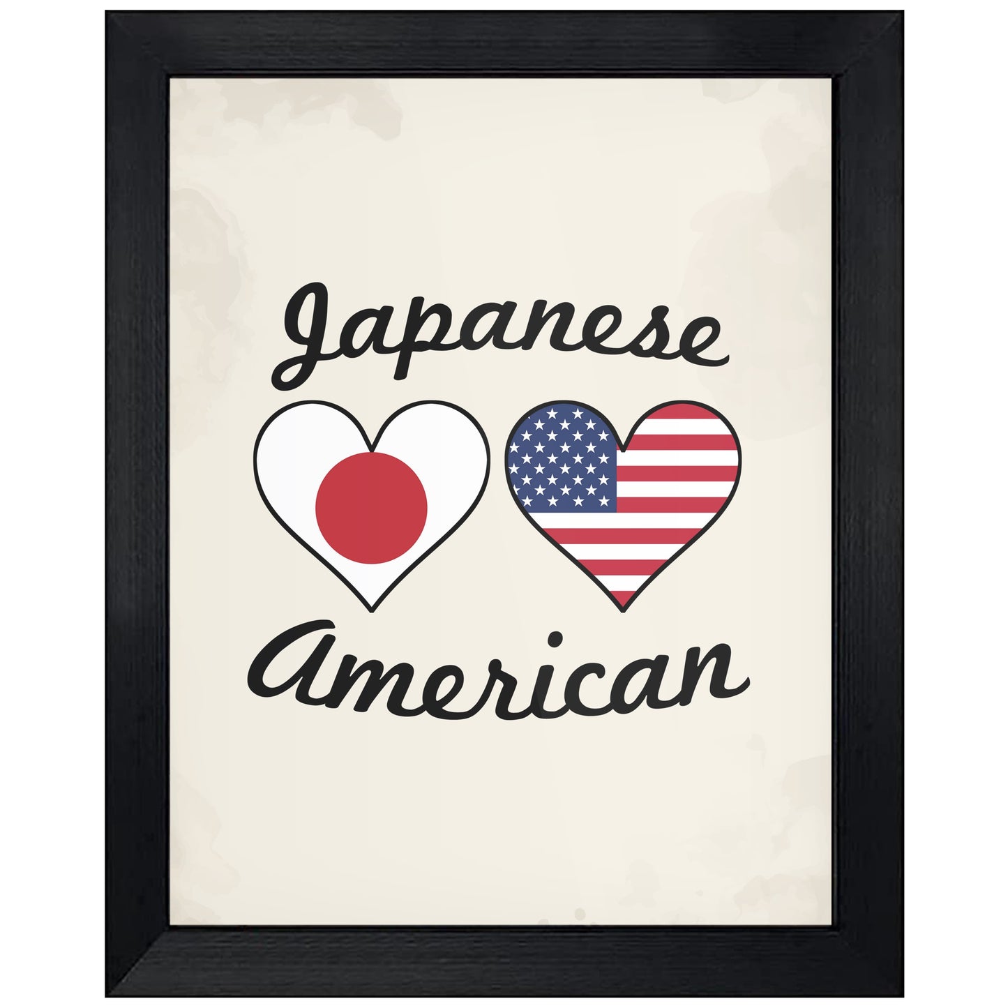 Japanese American Flag Hearts 8"x10" Wall Art Print