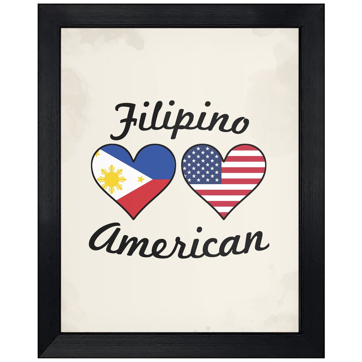 Filipino American Flag Hearts 8"x10" Wall Art Print