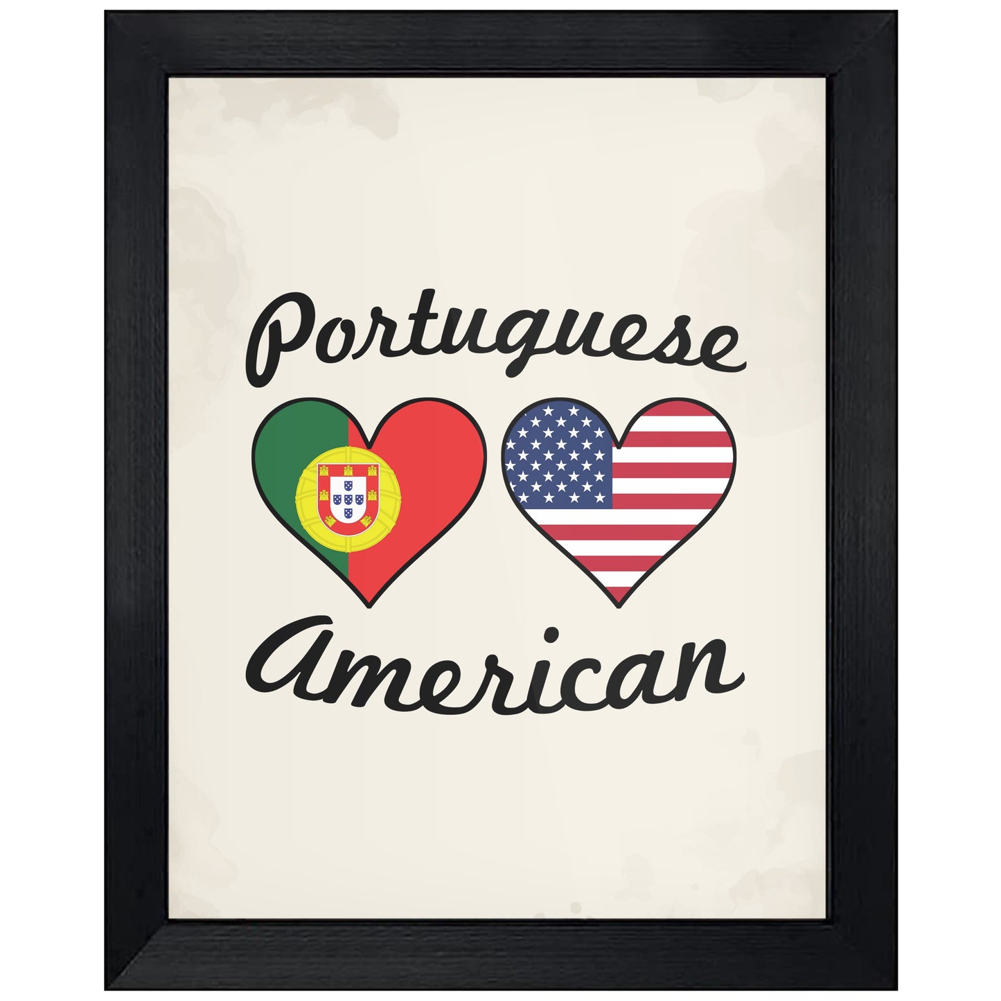 Portuguese American Flag Hearts 8"x10" Wall Art Print