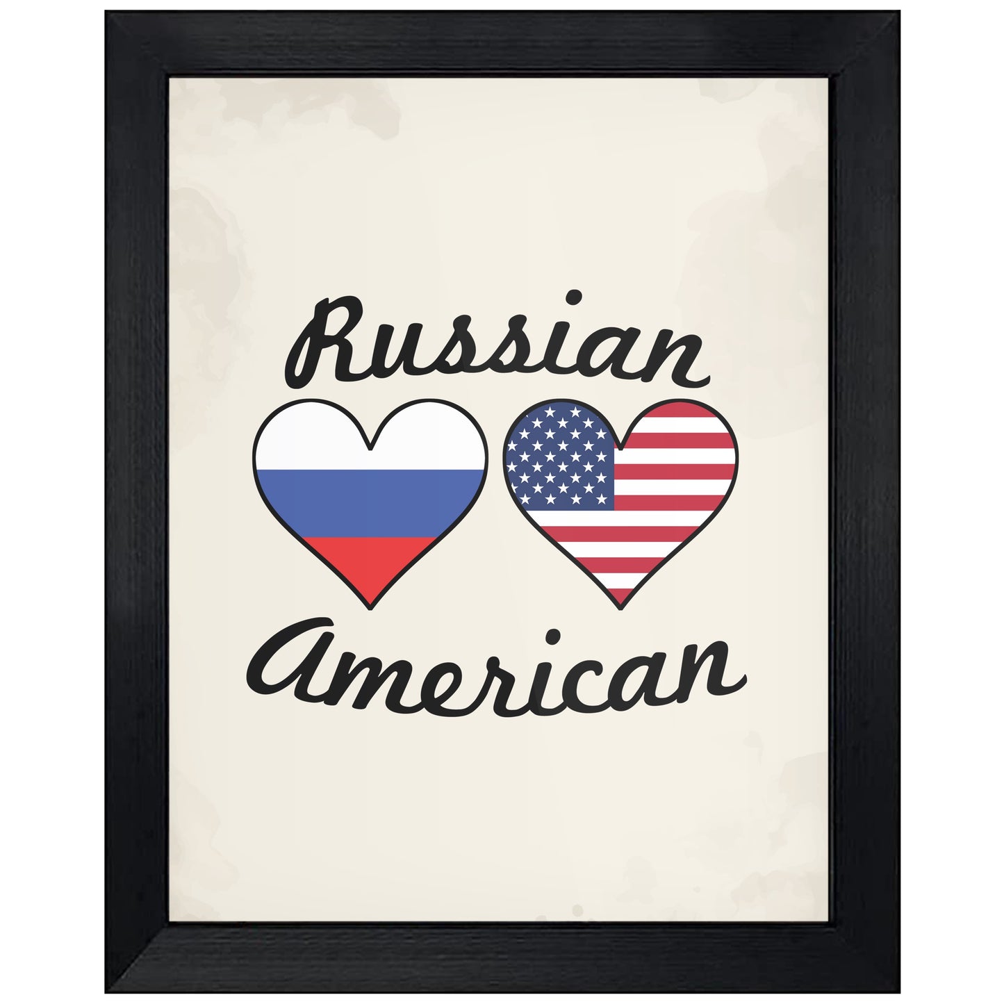 Russian American Flag Hearts 8"x10" Wall Art Print