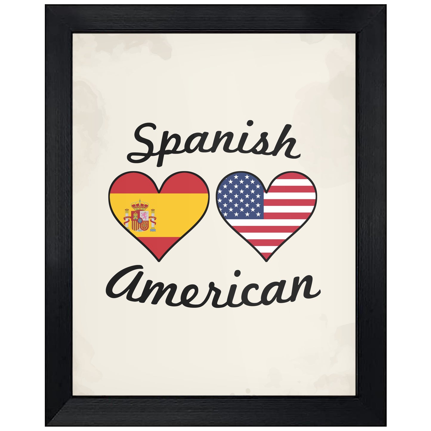 Spanish American Flag Hearts 8"x10" Wall Art Print