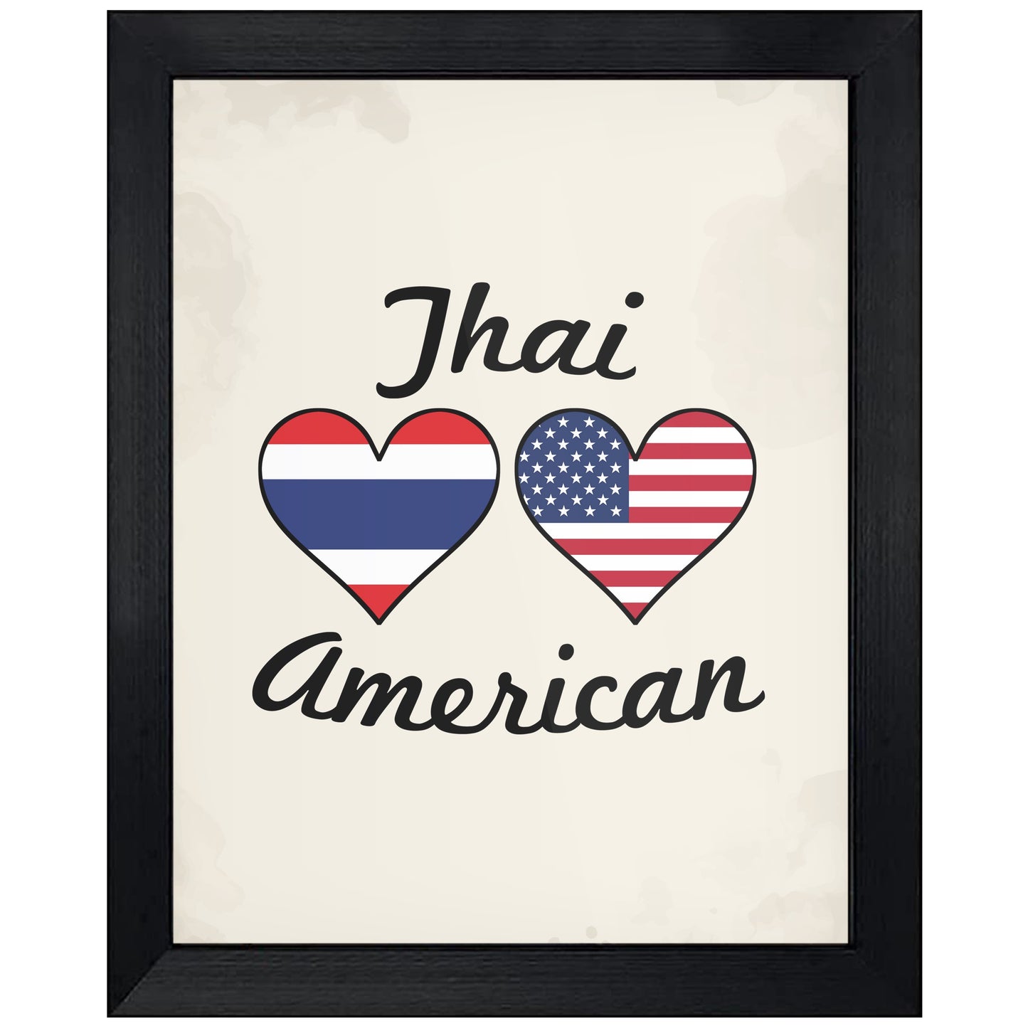 Thai American Flag Hearts 8"x10" Wall Art Print