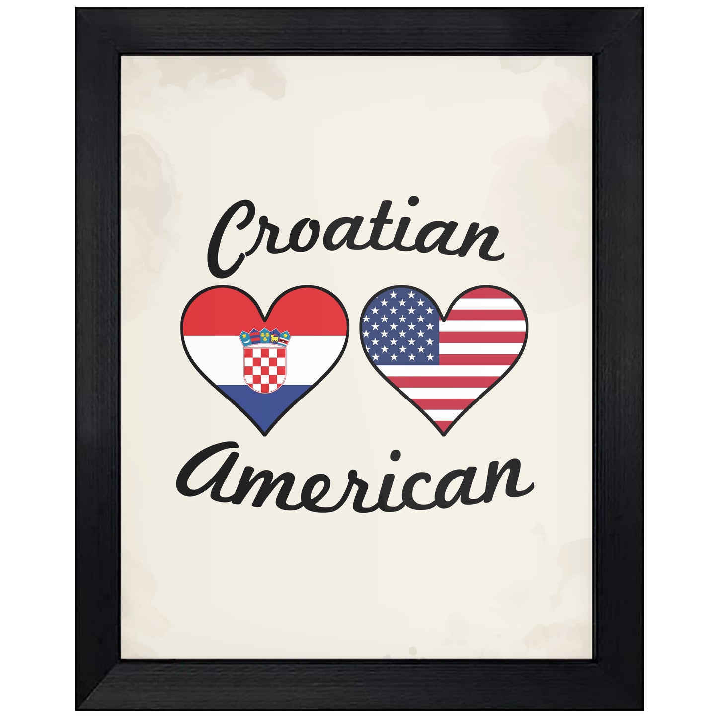 Croatian American Flag Hearts 8"x10" Wall Art Print