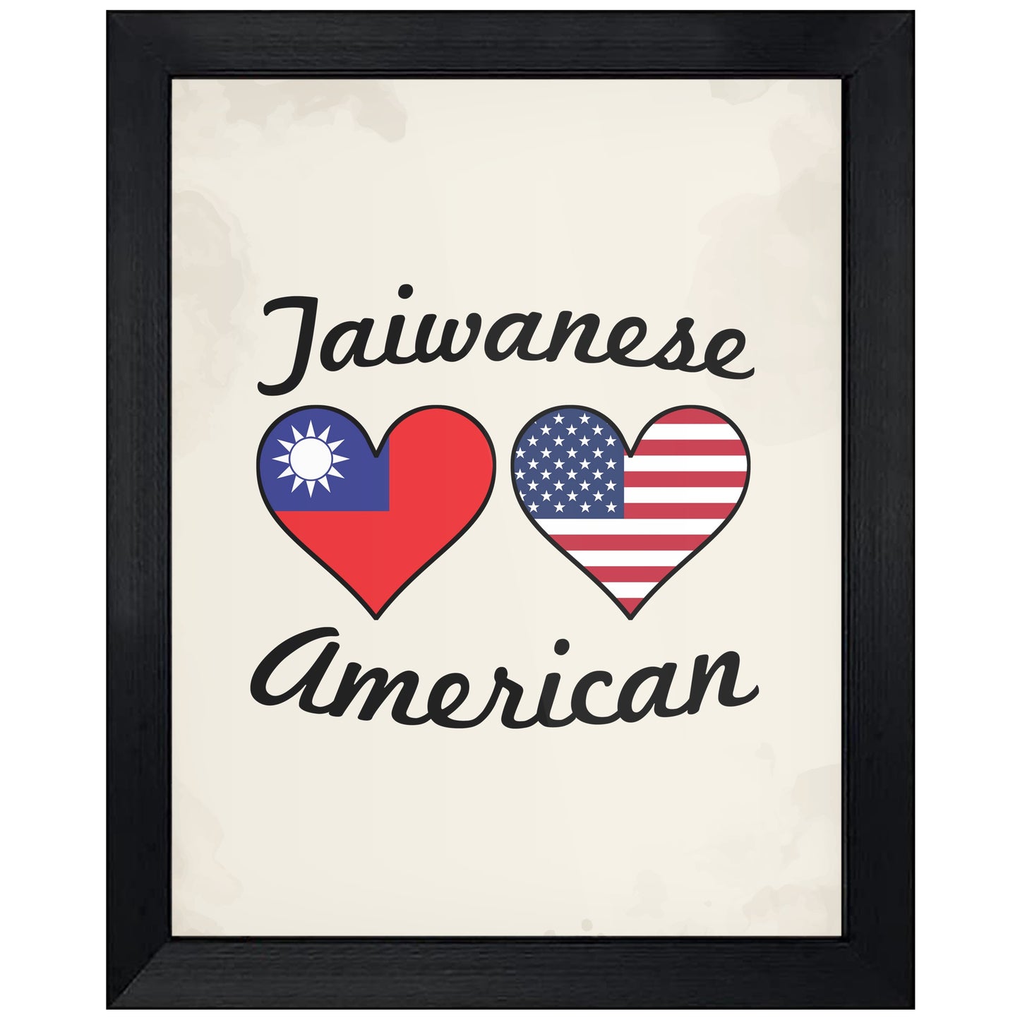 Taiwanese American Flag Hearts 8"x10" Wall Art Print