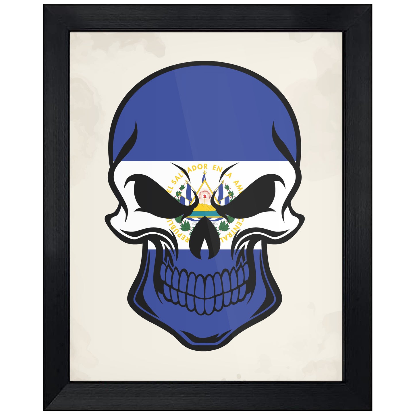El Salvadorian Flag El Salvador Skull Cool 8"x10" Wall Art Print