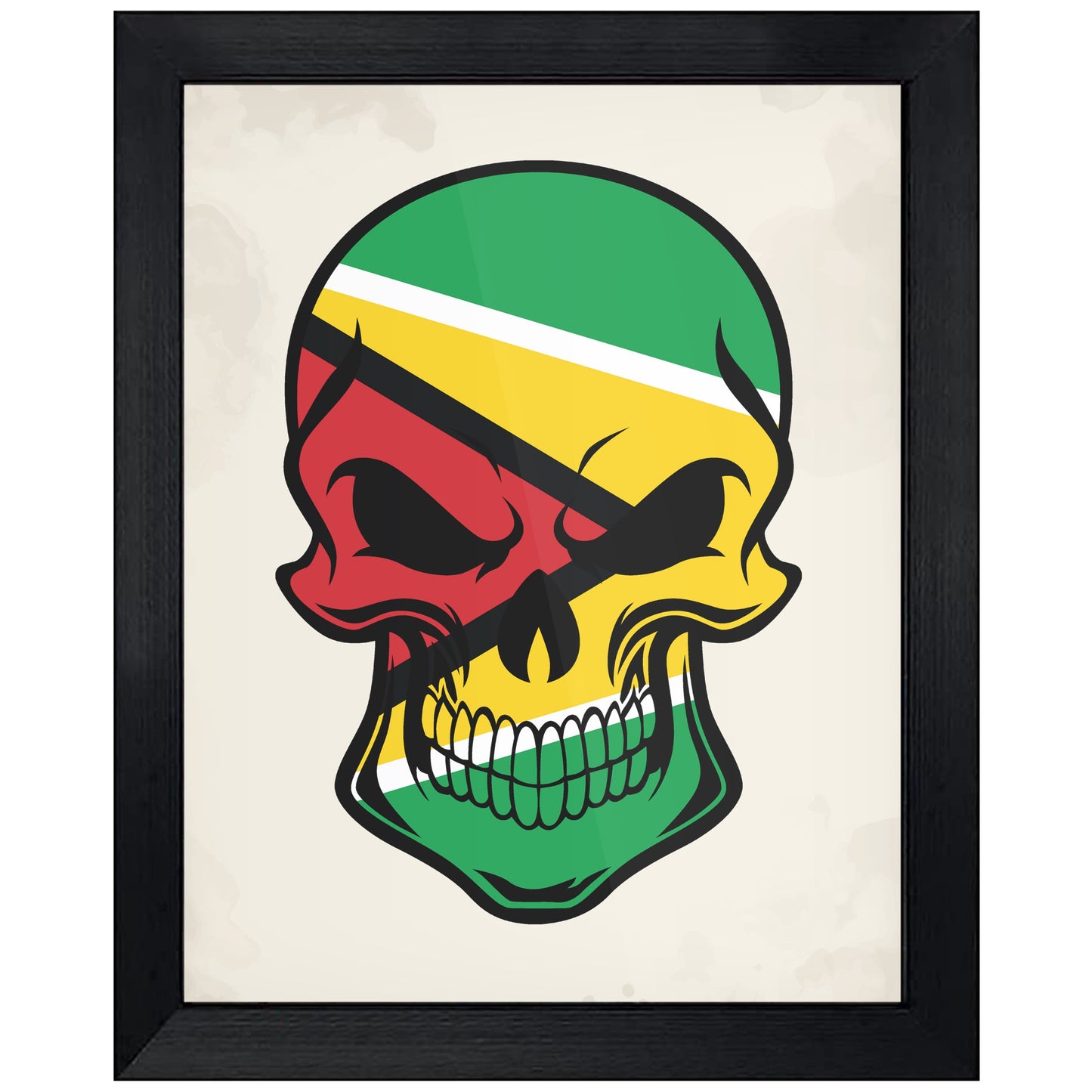 Guyanese Flag Guyana Skull Cool 8"x10" Wall Art Print