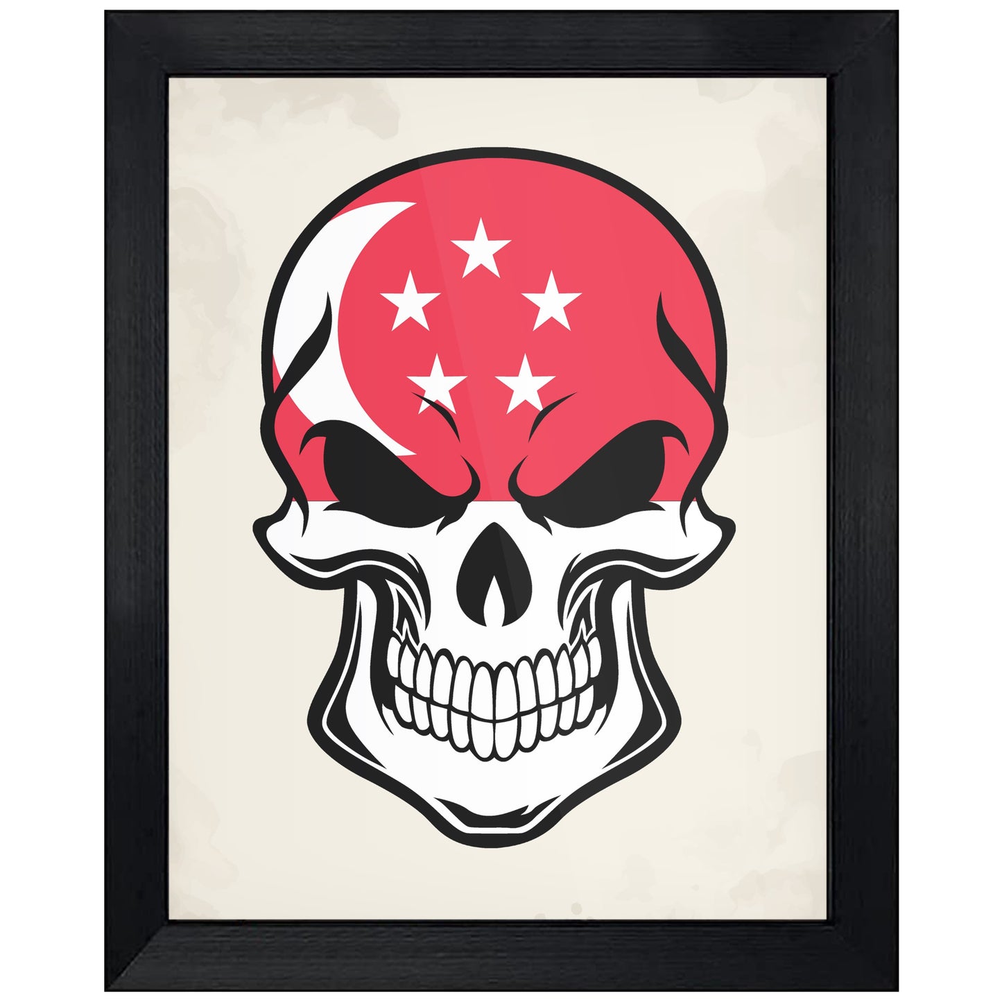 Singaporean Flag Singapore Skull Cool 8"x10" Wall Art Print