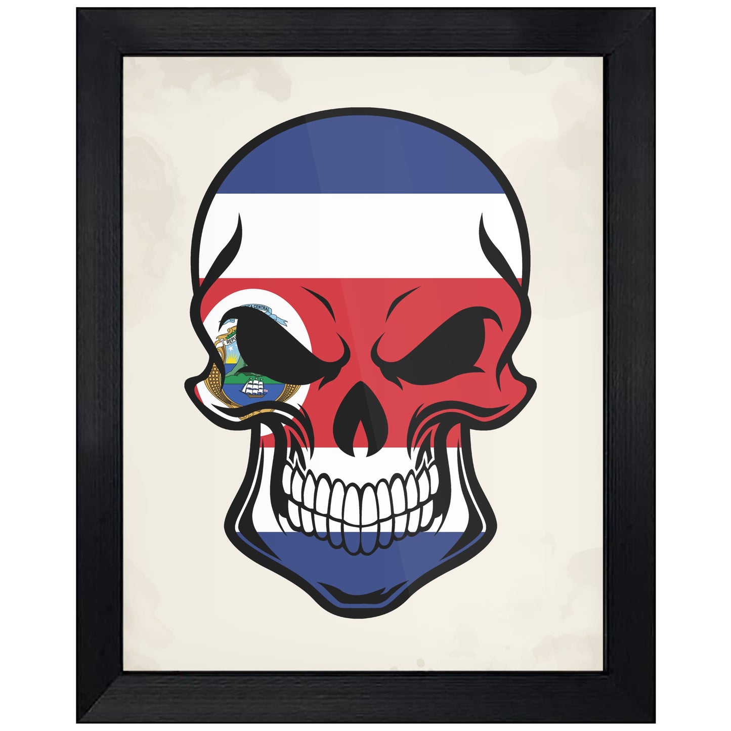Costa Rican Flag Costa Rica Skull Cool 8"x10" Wall Art Print