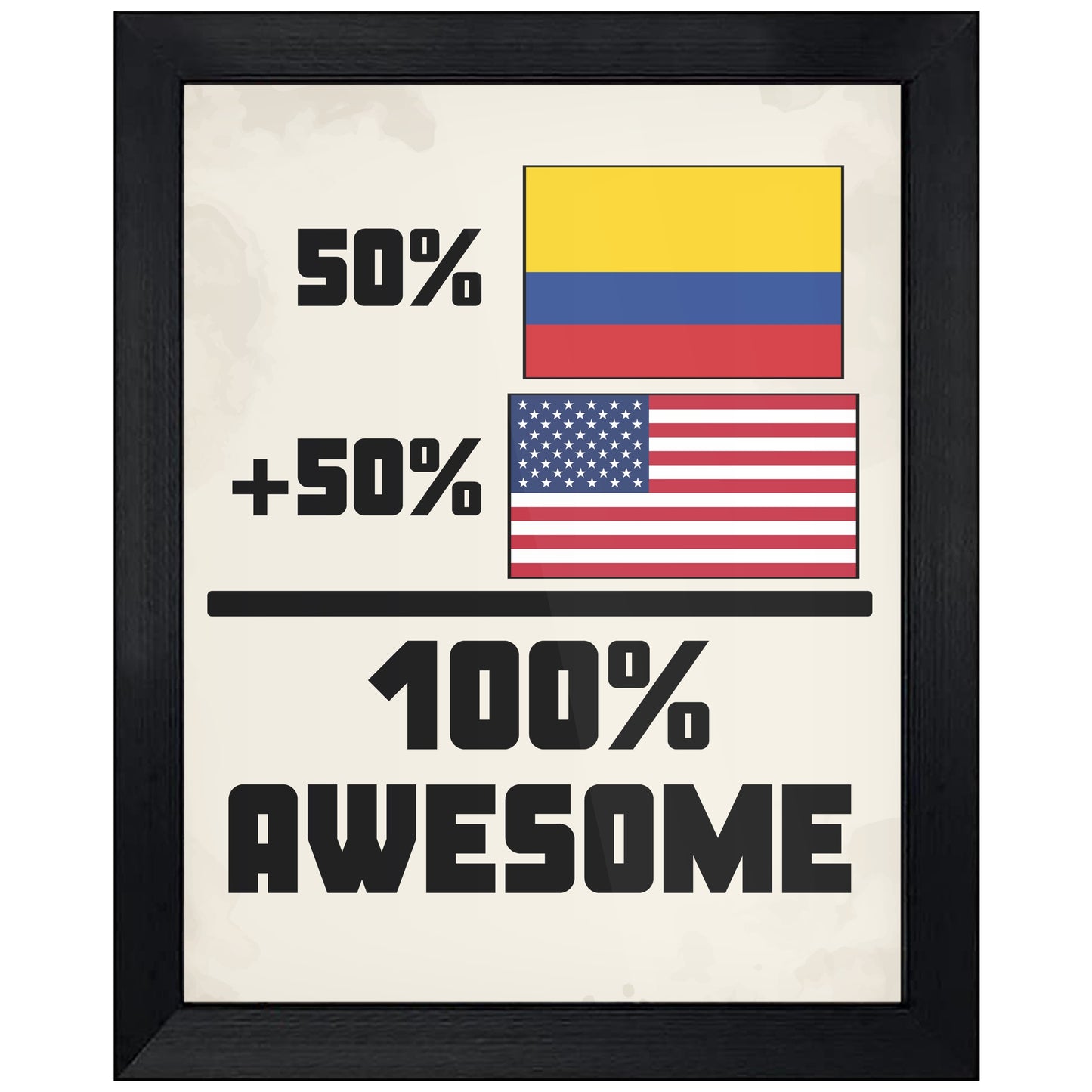 50% Colombian 50% American 100% Awesome Funny Flag 8"x10" Wall Art Print