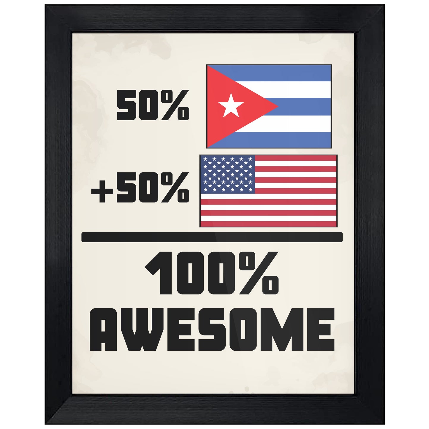 50% Cuban 50% American 100% Awesome Funny Flag 8"x10" Wall Art Print