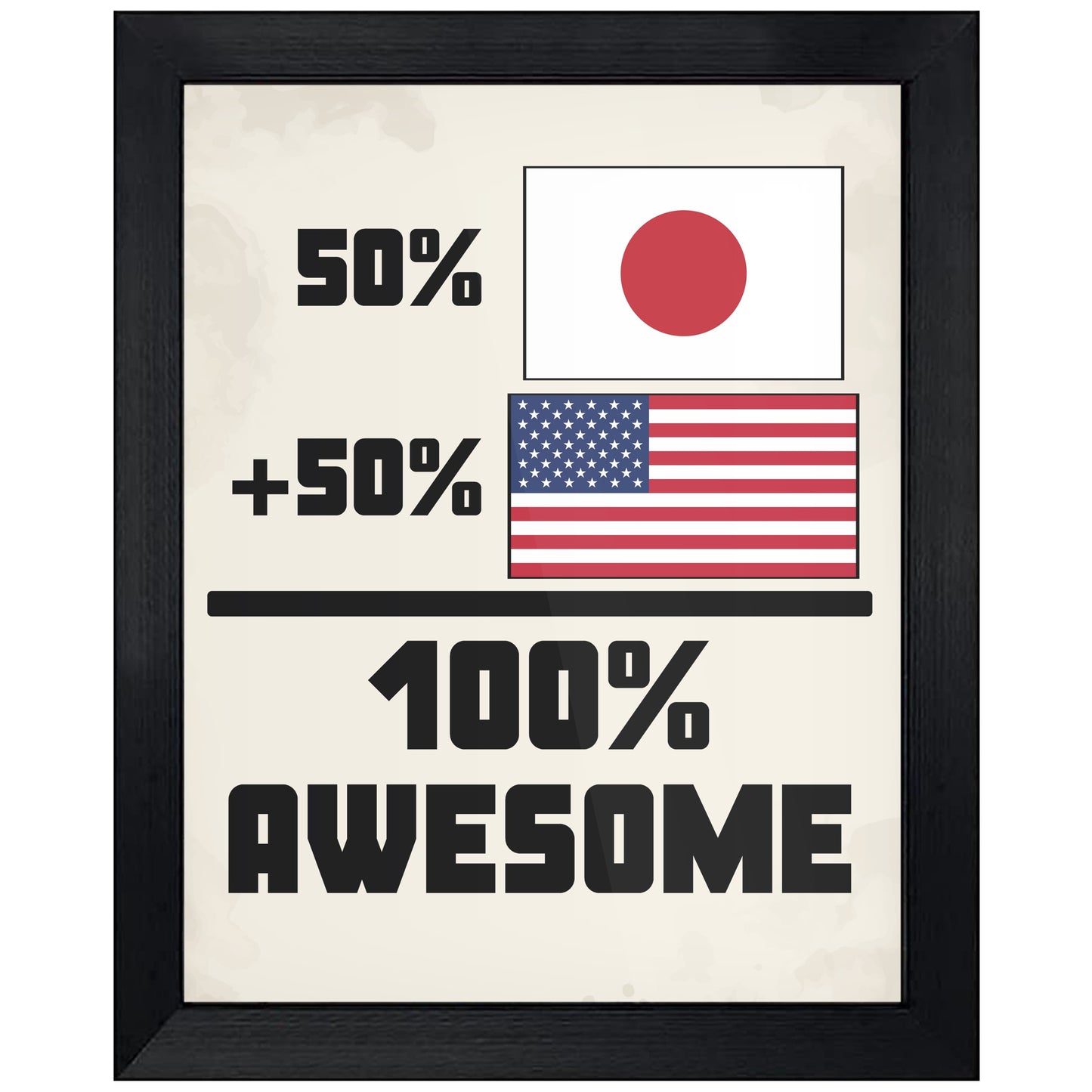 50% Japanese 50% American 100% Awesome Funny Flag 8"x10" Wall Art Print
