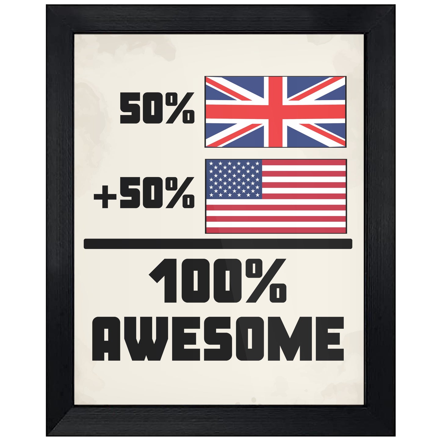 50% British 50% American 100% Awesome Funny Flag 8"x10" Wall Art Print