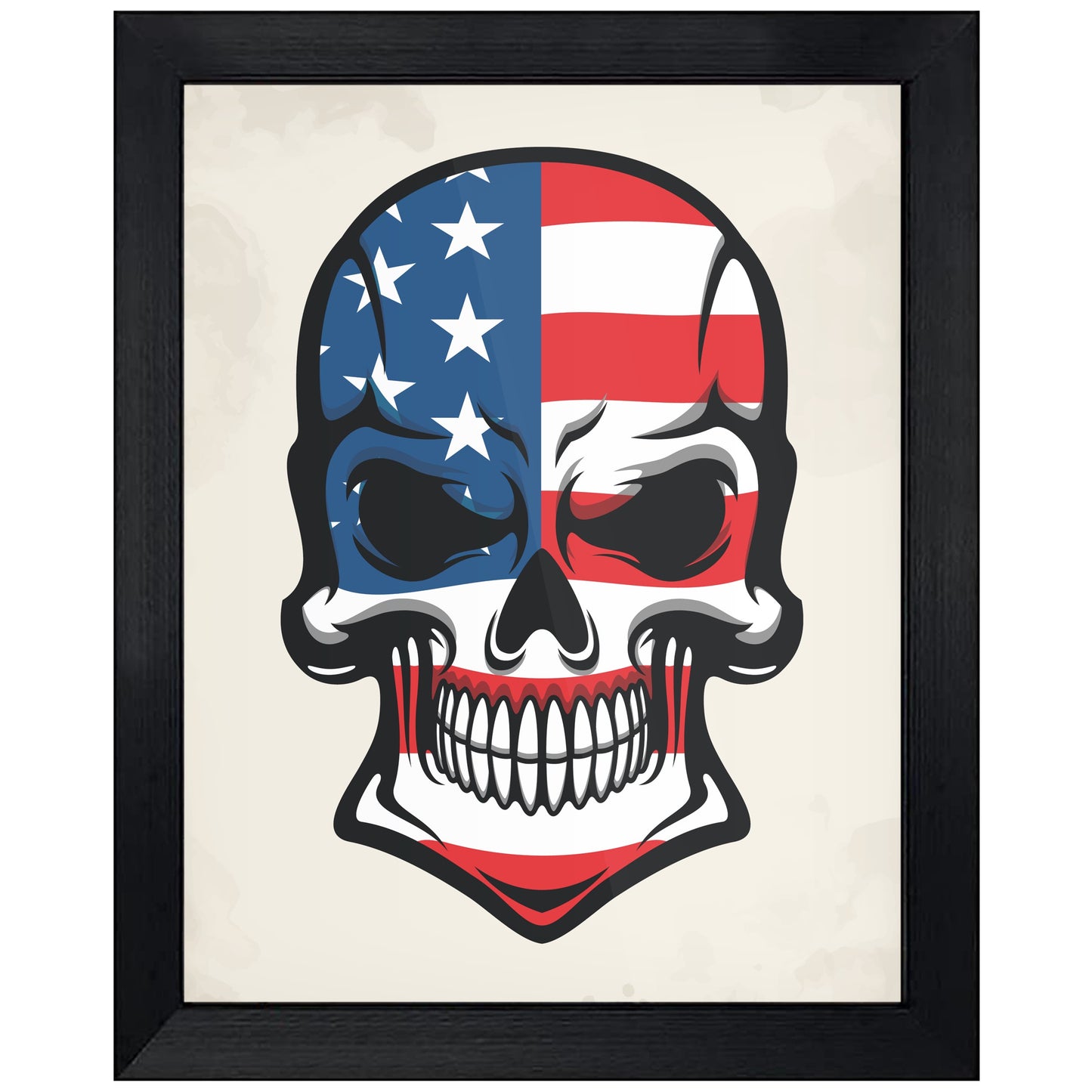 American Flag Skull Cool United States Skull 8"x10" Wall Art Print