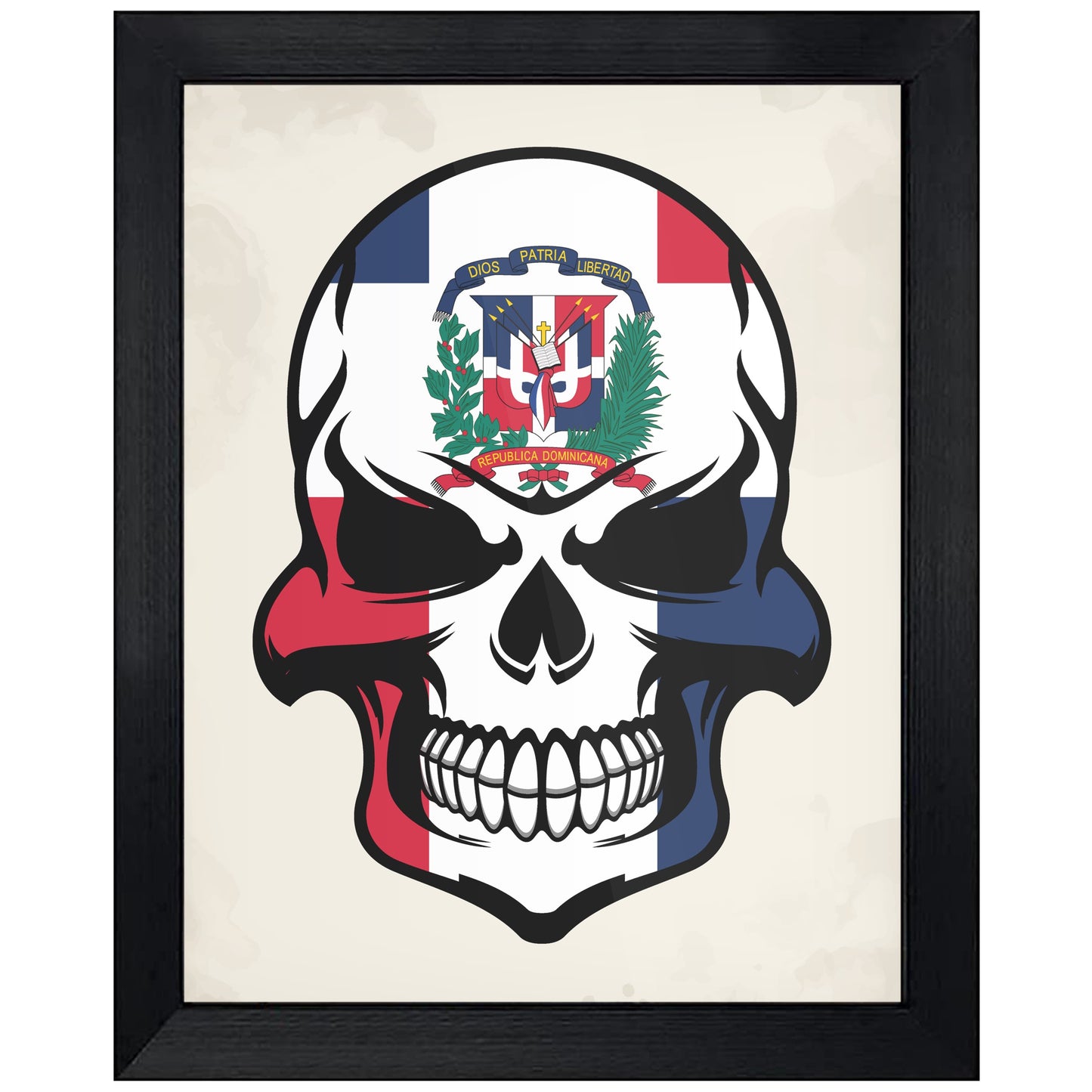 Dominican Flag Skull Cool Dominican Republic Skull 8"x10" Wall Art Print