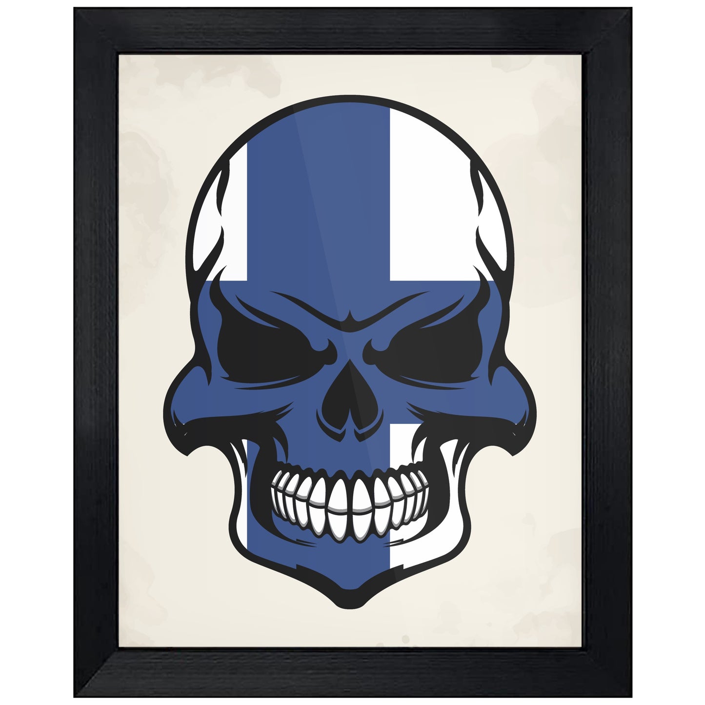 Finnish Flag Skull Cool Finland Skull 8"x10" Wall Art Print