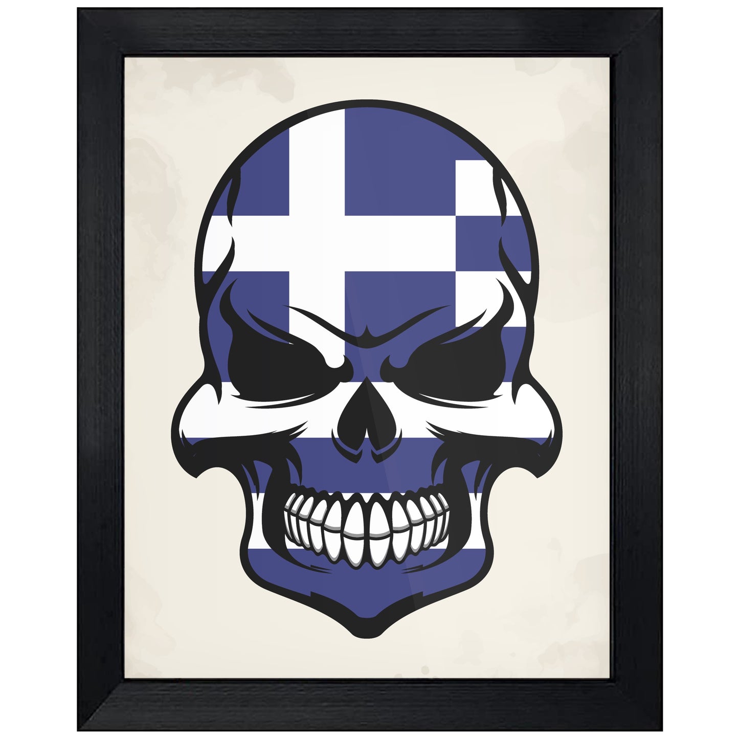 Greek Flag Skull Cool Greece Skull 8"x10" Wall Art Print