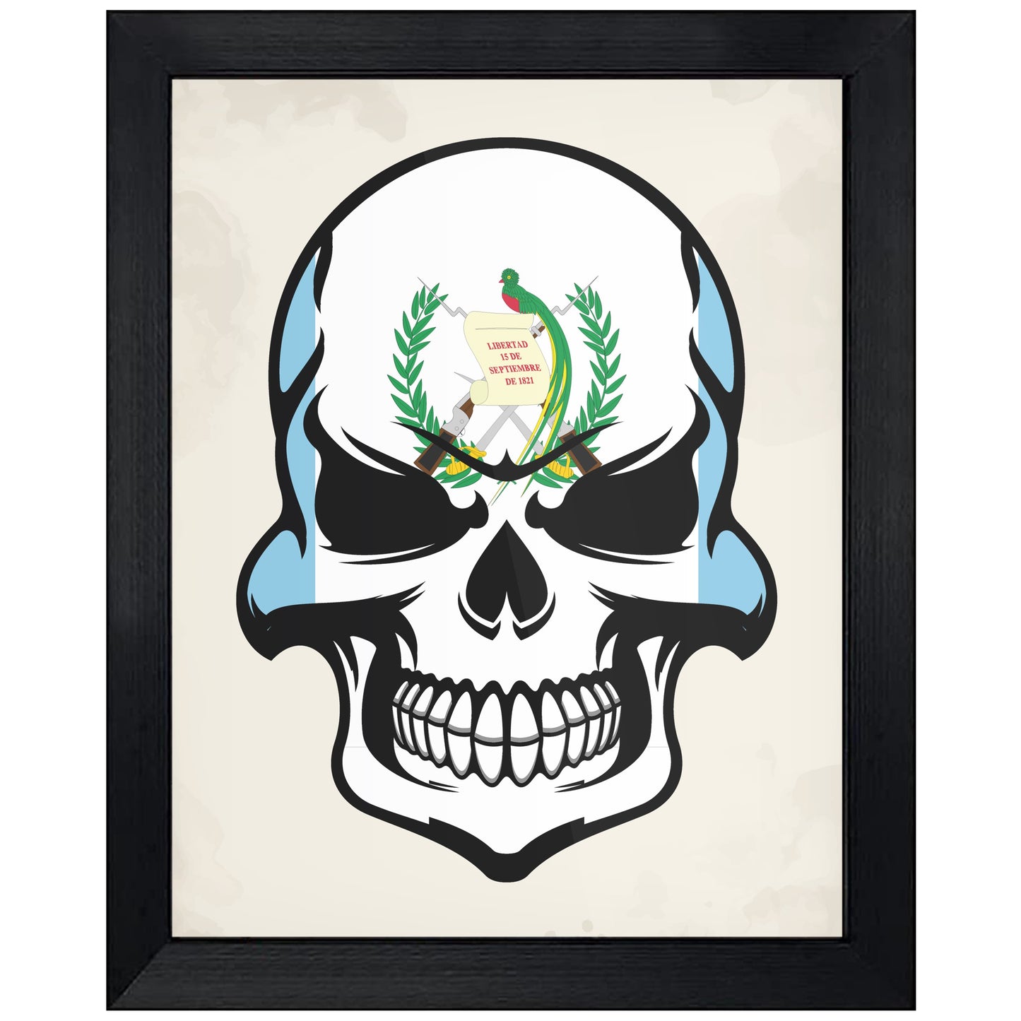Guatemalan Flag Skull Cool Guatemala Skull 8"x10" Wall Art Print