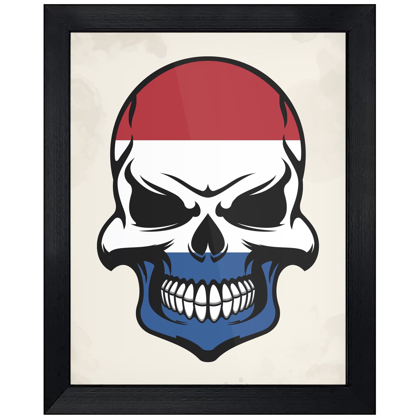 Dutch Flag Skull Cool Netherlands Skull 8"x10" Wall Art Print