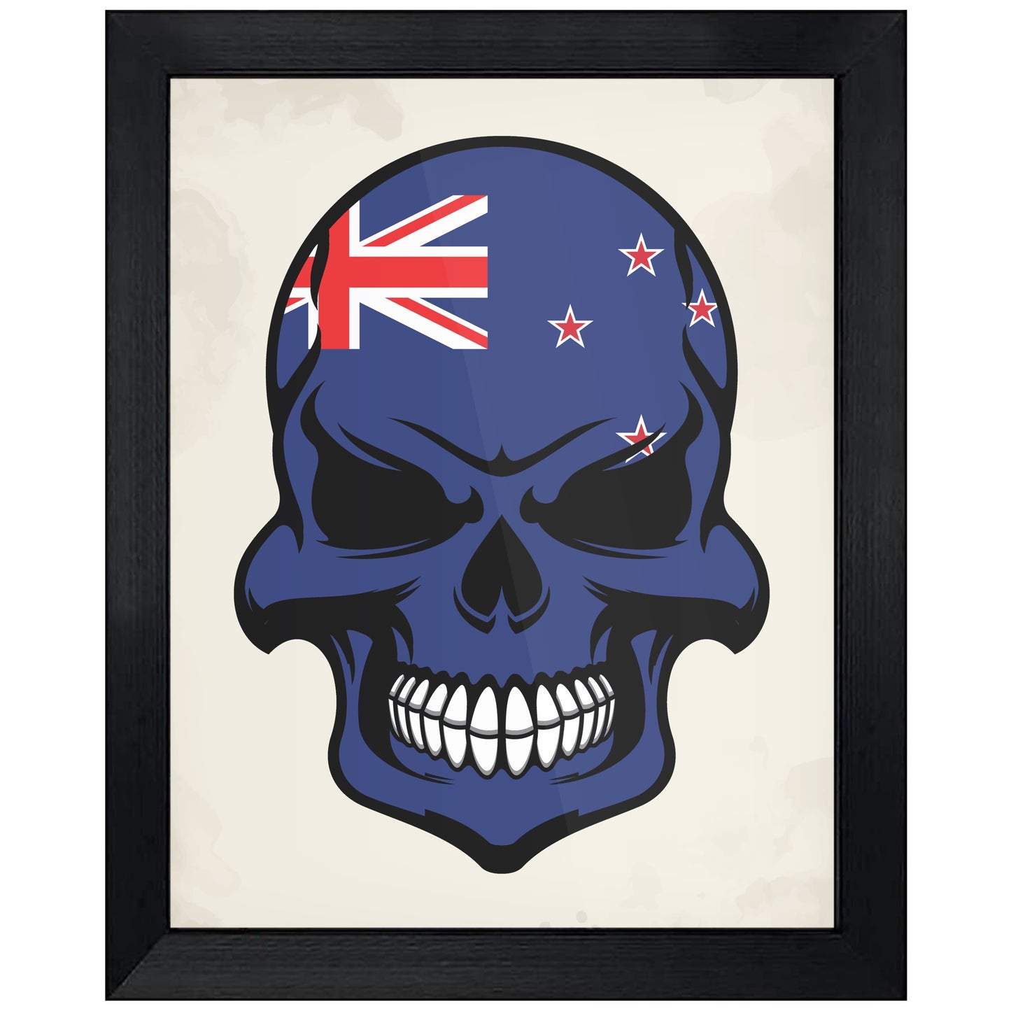 Kiwi Flag Skull Cool New Zealand Skull 8"x10" Wall Art Print