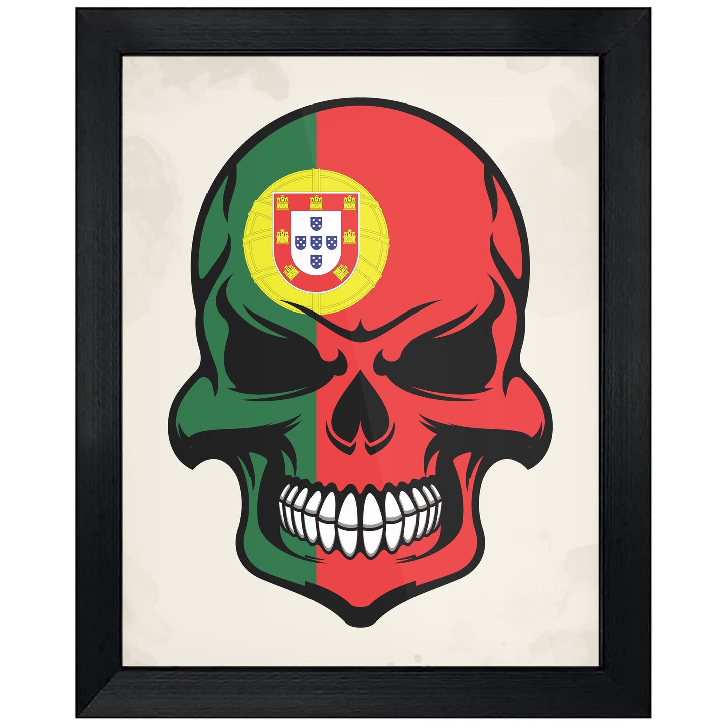 Portuguese Flag Skull Cool Portugal Skull 8"x10" Wall Art Print