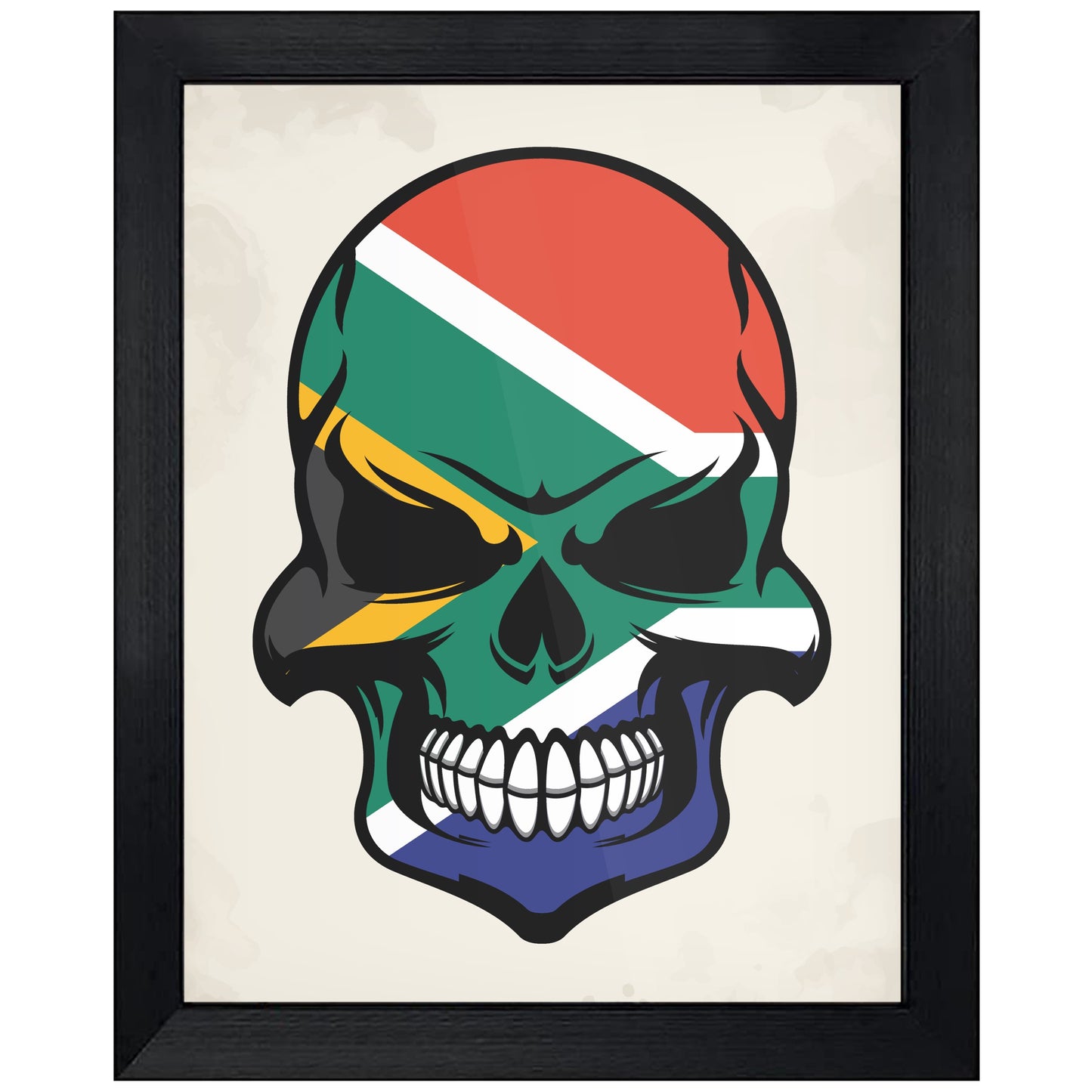 South African Flag Skull Cool South Africa Skull 8"x10" Wall Art Print