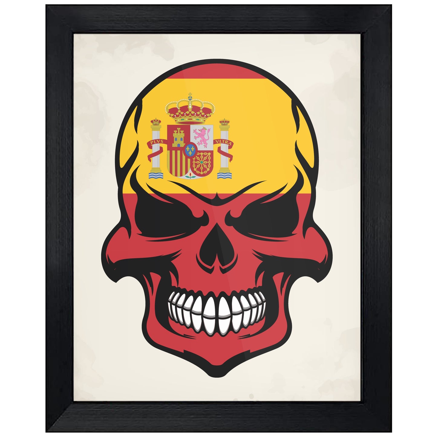 Spanish Flag Skull Cool Spain Skull 8"x10" Wall Art Print
