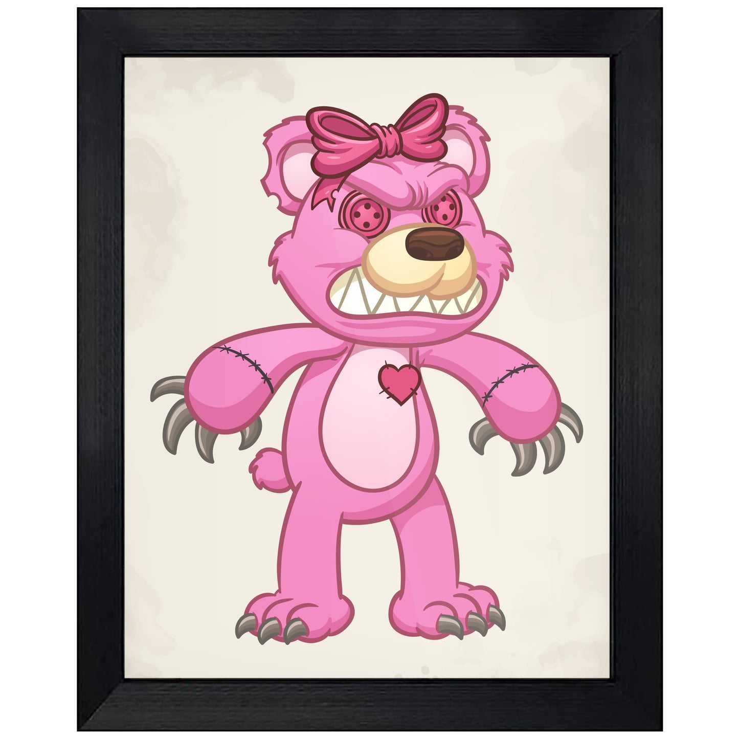 Evil Pink Teddy Bear Demented Deranged Bear 8"x10" Wall Art Print