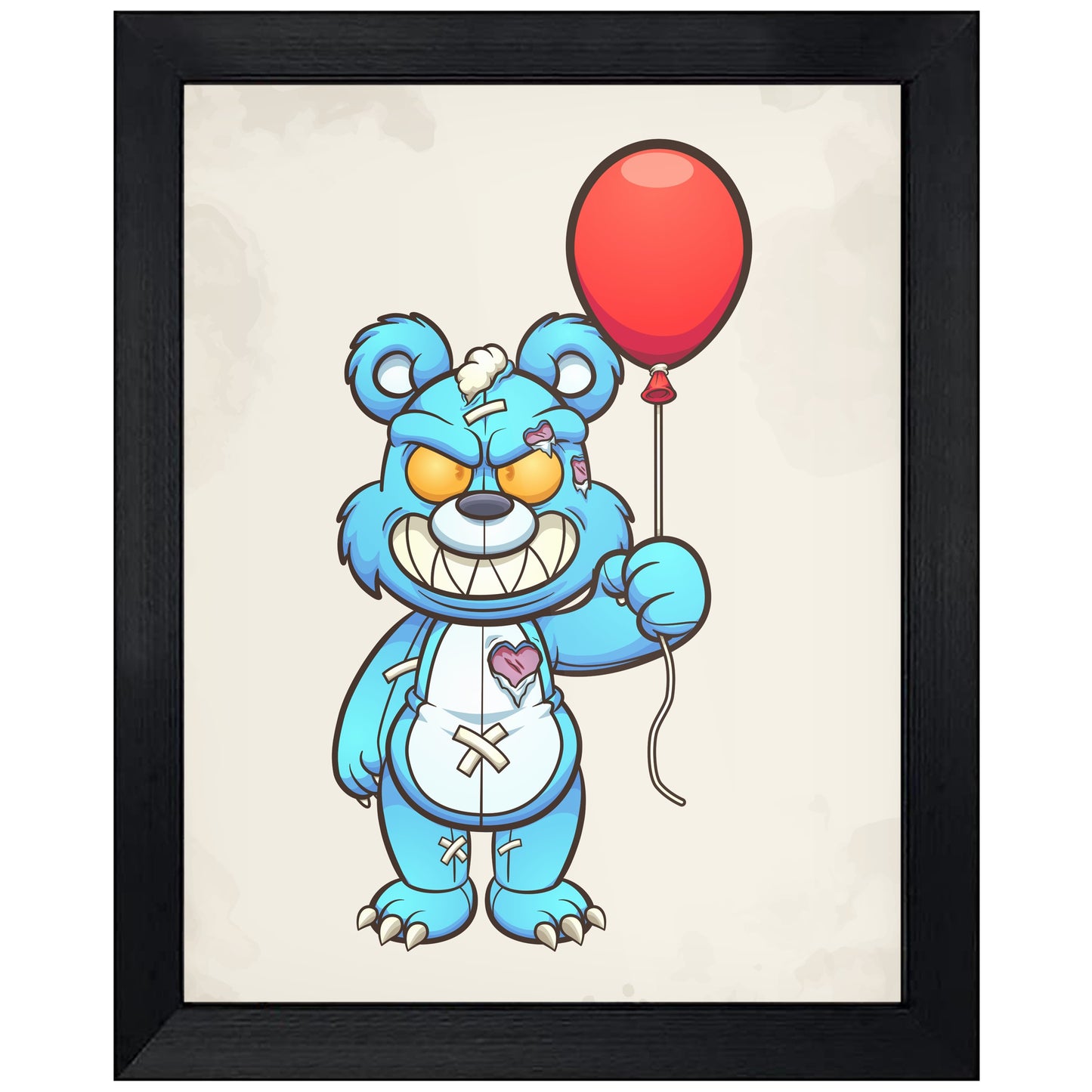 Evil Teddy Bear With Balloon Demented Deranged Bear 8"x10" Wall Art Print