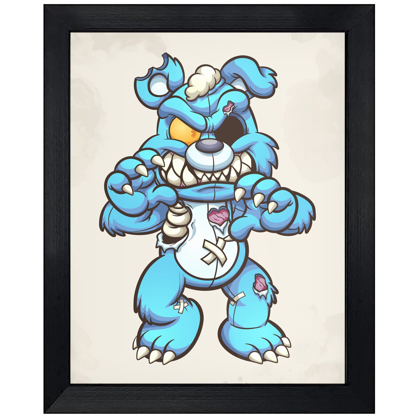 Psycho Blue Teddy Bear Evil Demented Deranged Bear 8"x10" Wall Art Print