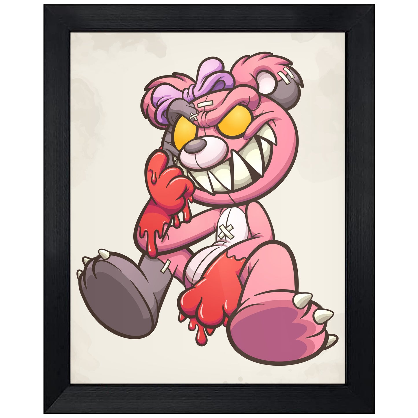 Demented Pink Teddy Bear Bloody Hands Evil Bear 8"x10" Wall Art Print