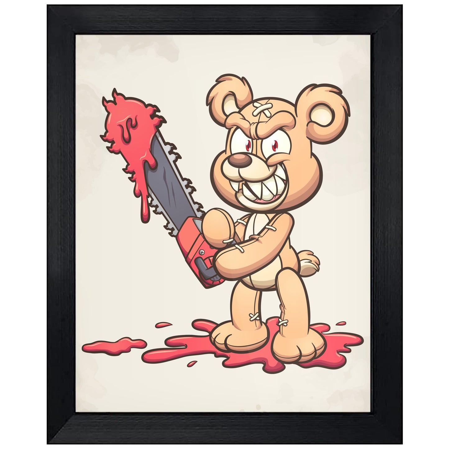 Bloody Chainsaw Teddy Bear Scary Deranged Bear 8"x10" Wall Art Print