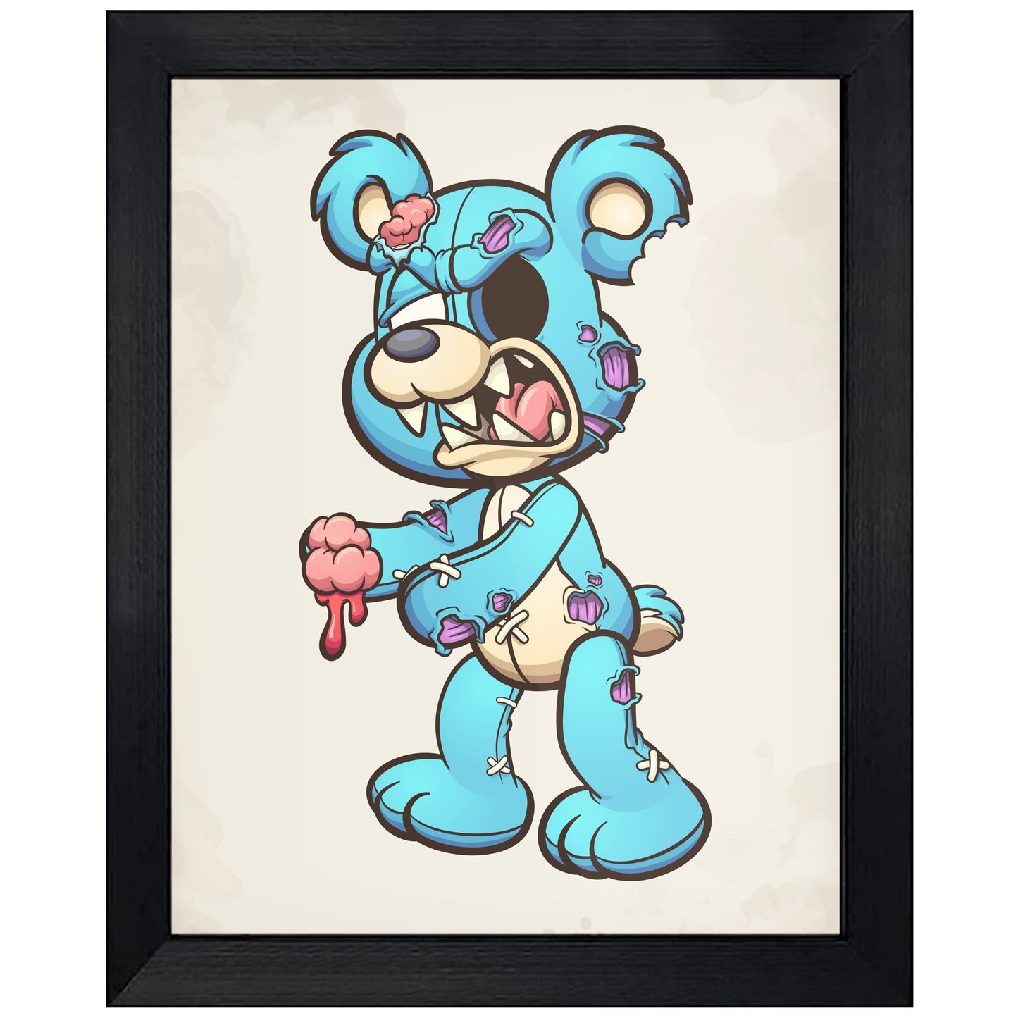 Zombie Teddy Bear Holding Brains Scary Halloween 8"x10" Wall Art Print