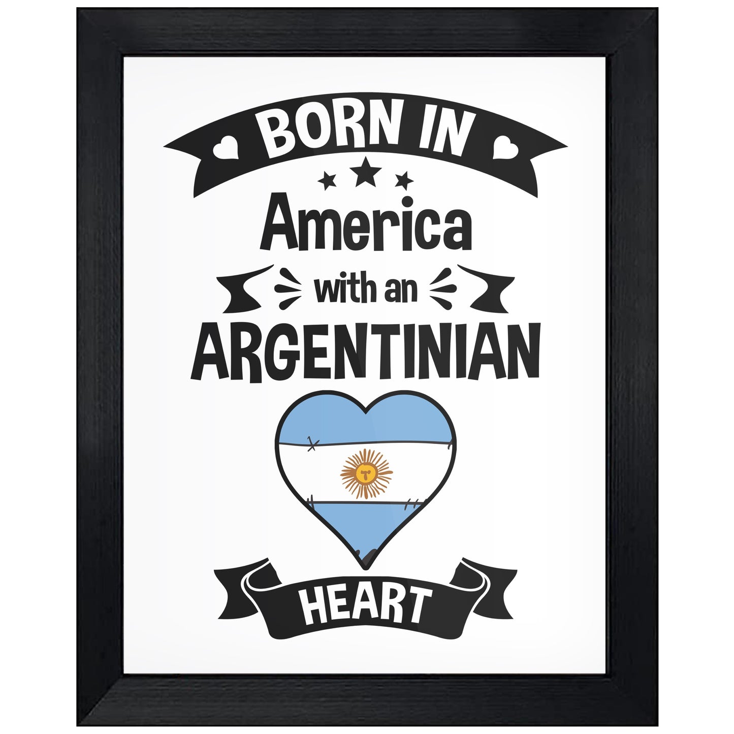 Born In America With An Argentinian Heart Baby Nursery 8"x10" Wall Art Print