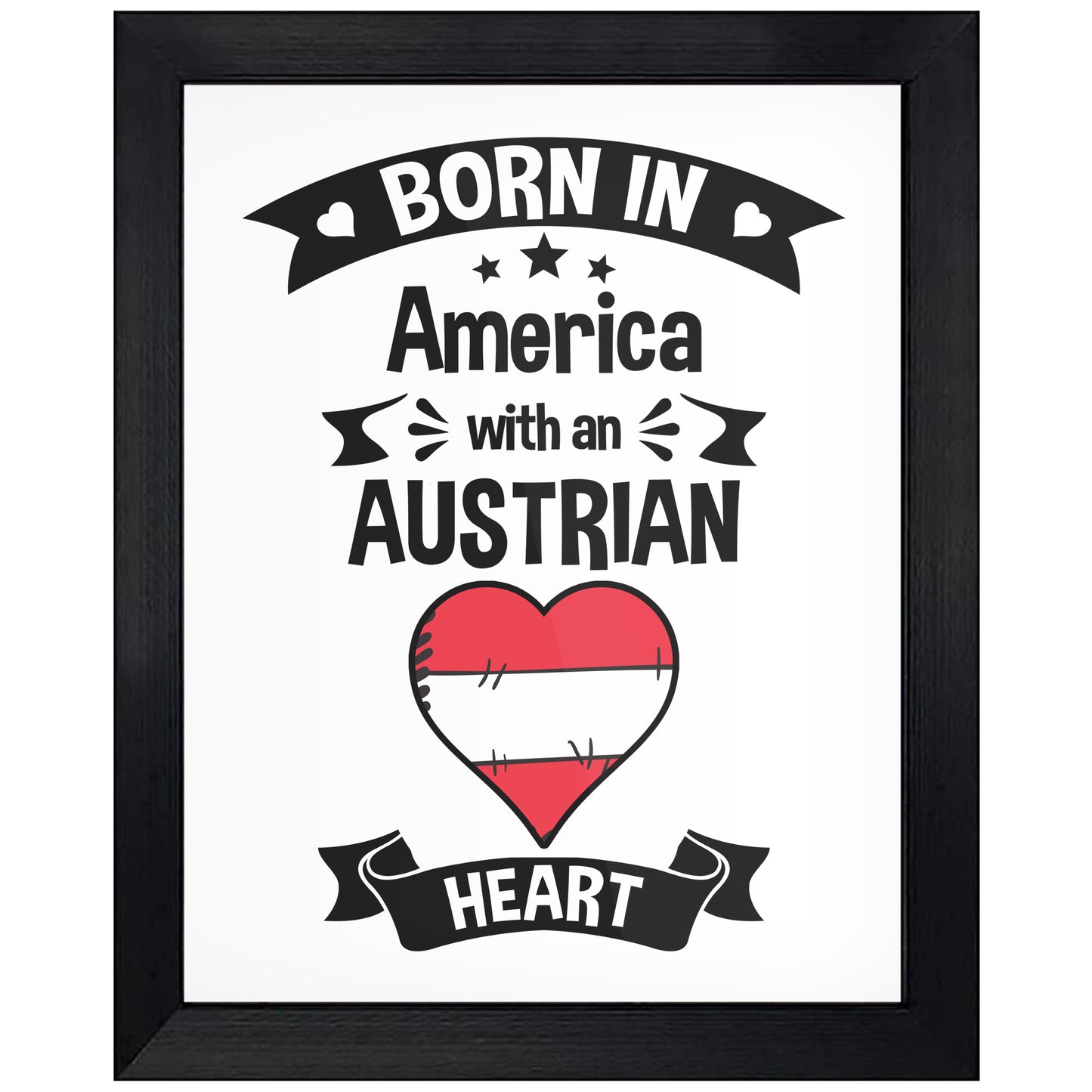 Born In America With An Austrian Heart Baby Nursery 8"x10" Wall Art Print