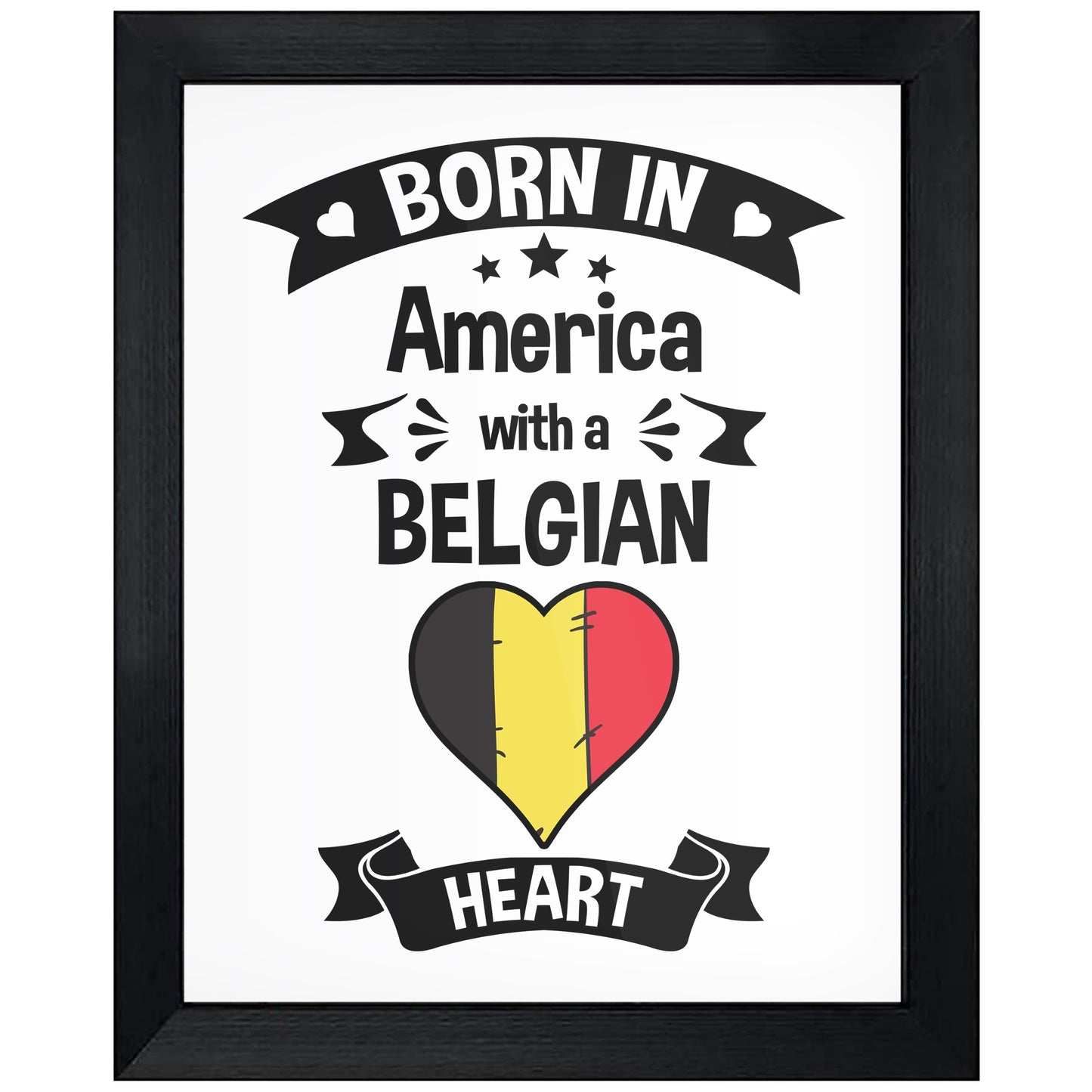 Born In America With A Belgian Heart Baby Nursery 8"x10" Wall Art Print